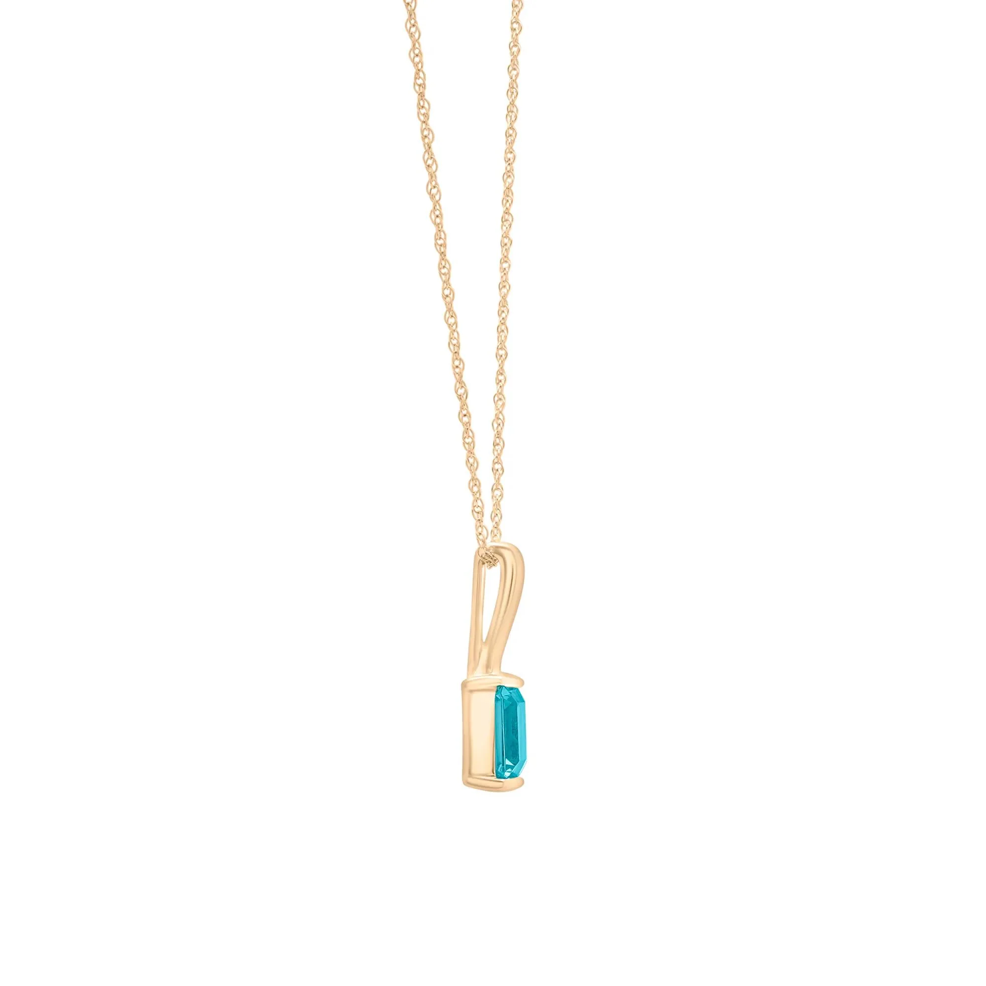 Blue Topaz Pendant Necklace 10K Yellow Gold Size 18" - Image 2