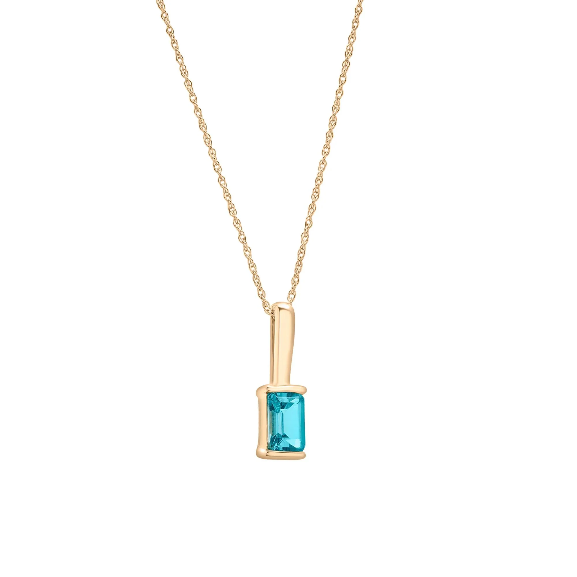 Blue Topaz Pendant Necklace 10K Yellow Gold Size 18" - Image 4