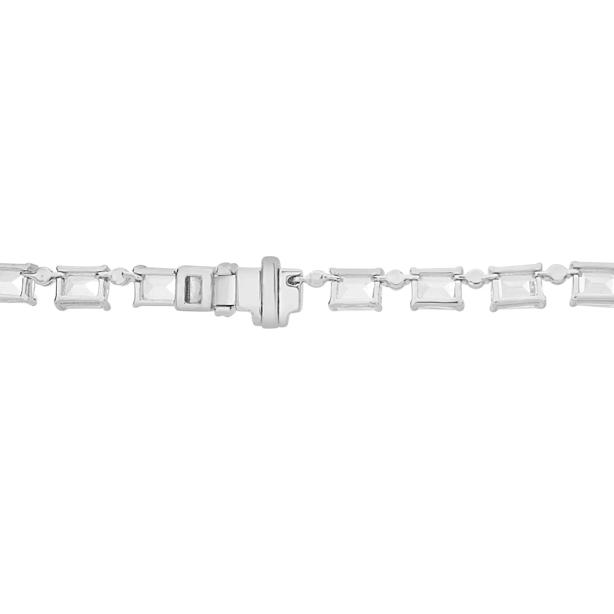 Lab-Created White Sapphire Tennis Necklace .925 Sterling Silver Size 17" - Image 3