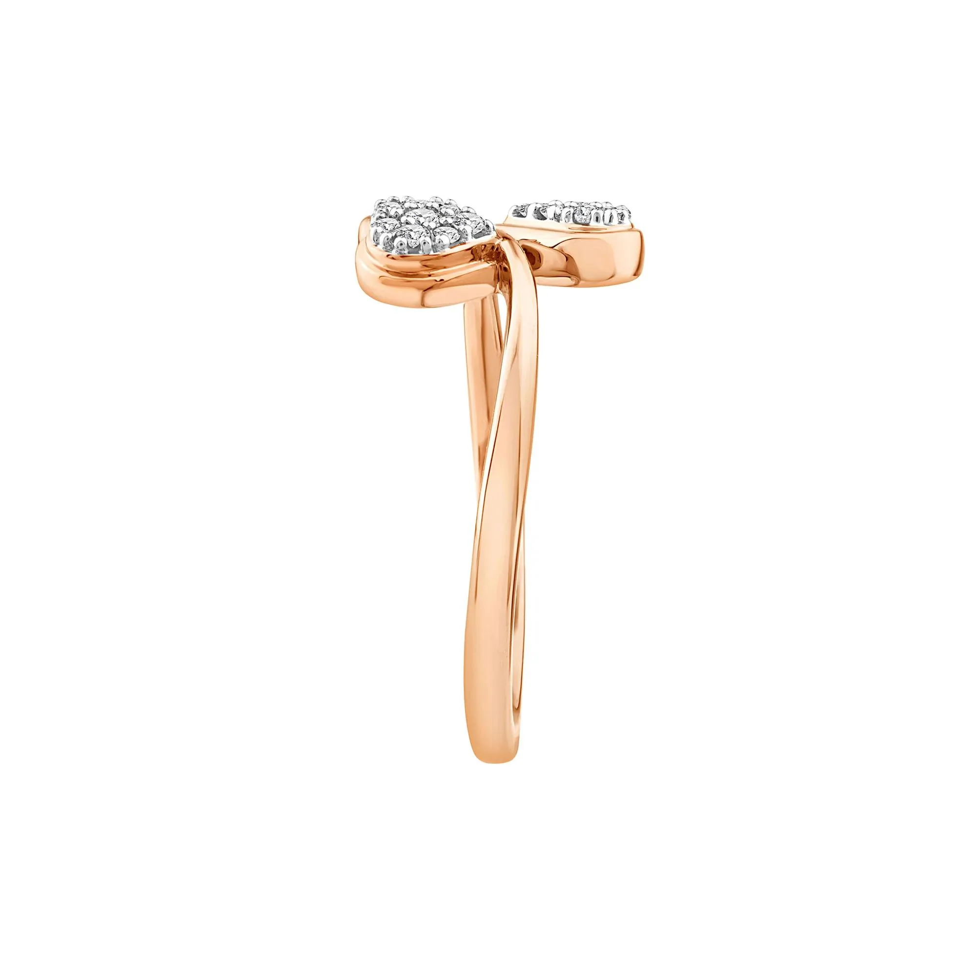 1/8 CT. Tw. Diamond Double Heart Ring 10K Rose Gold Size 7 1.5mm - Image 3