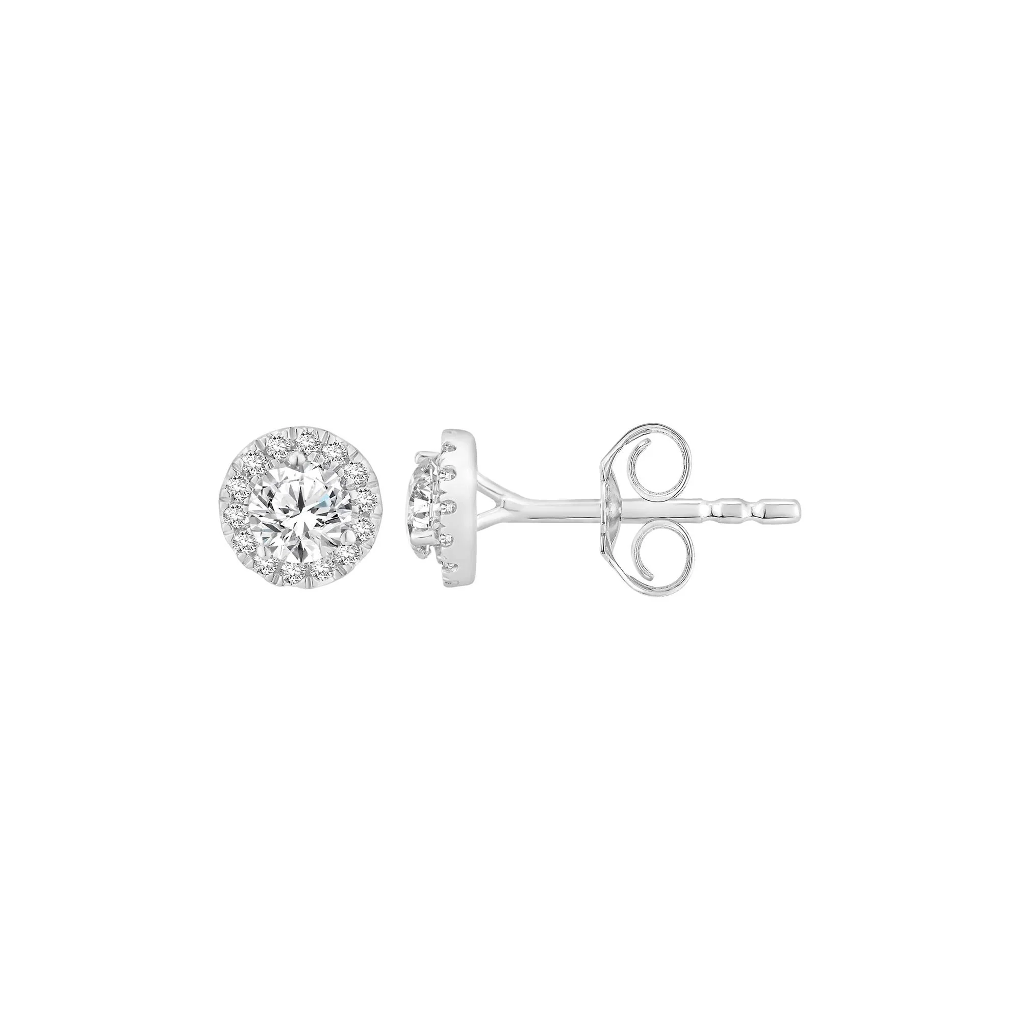 1/2 CT. Tw. Lab Grown Diamond Halo Stud Earrings 10K White Gold Size 8.00mm - Image 2