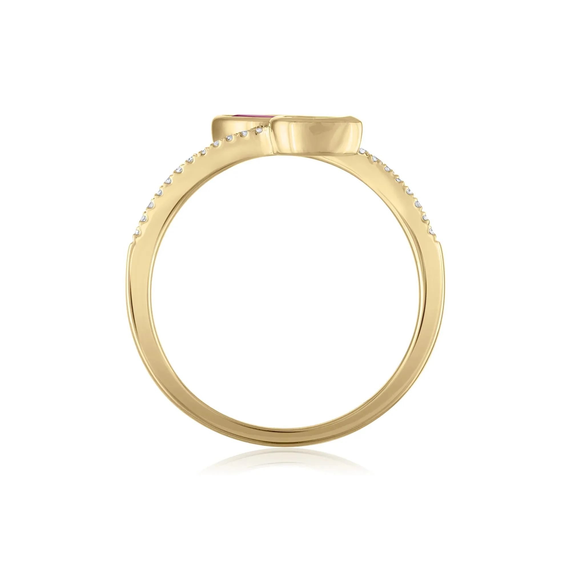 1/10 CT. Tw. Diamond and Blue Sapphire Wrap Ring 10K Yellow Gold Size 7 1.5mm - Image 2