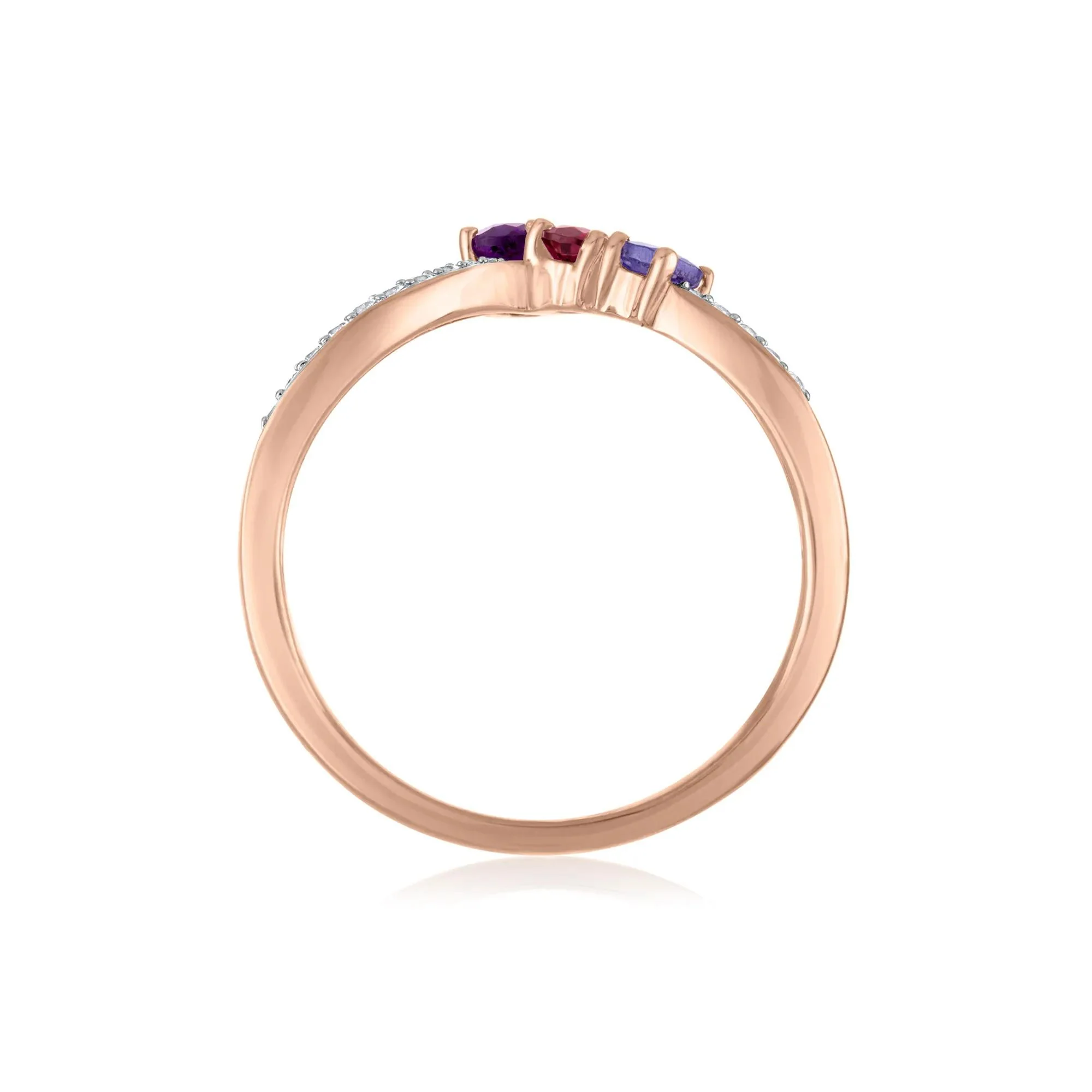 Multi-Gemstone Ring 10K Yellow Gold Size 7 2mm - Image 2