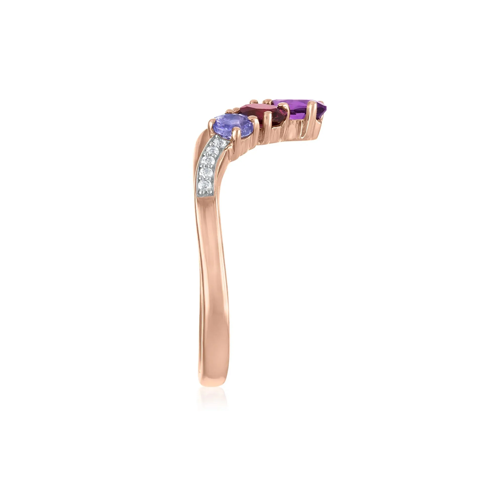 Multi-Gemstone Ring 10K Yellow Gold Size 7 2mm - Image 3