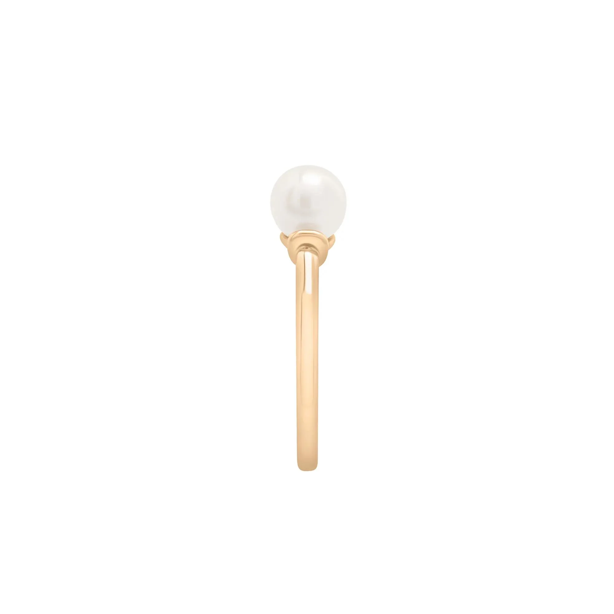 Freshwater Pearl and Diamond Acccent Ring 10K Yellow Gold Size 7 1.5mm - Image 3