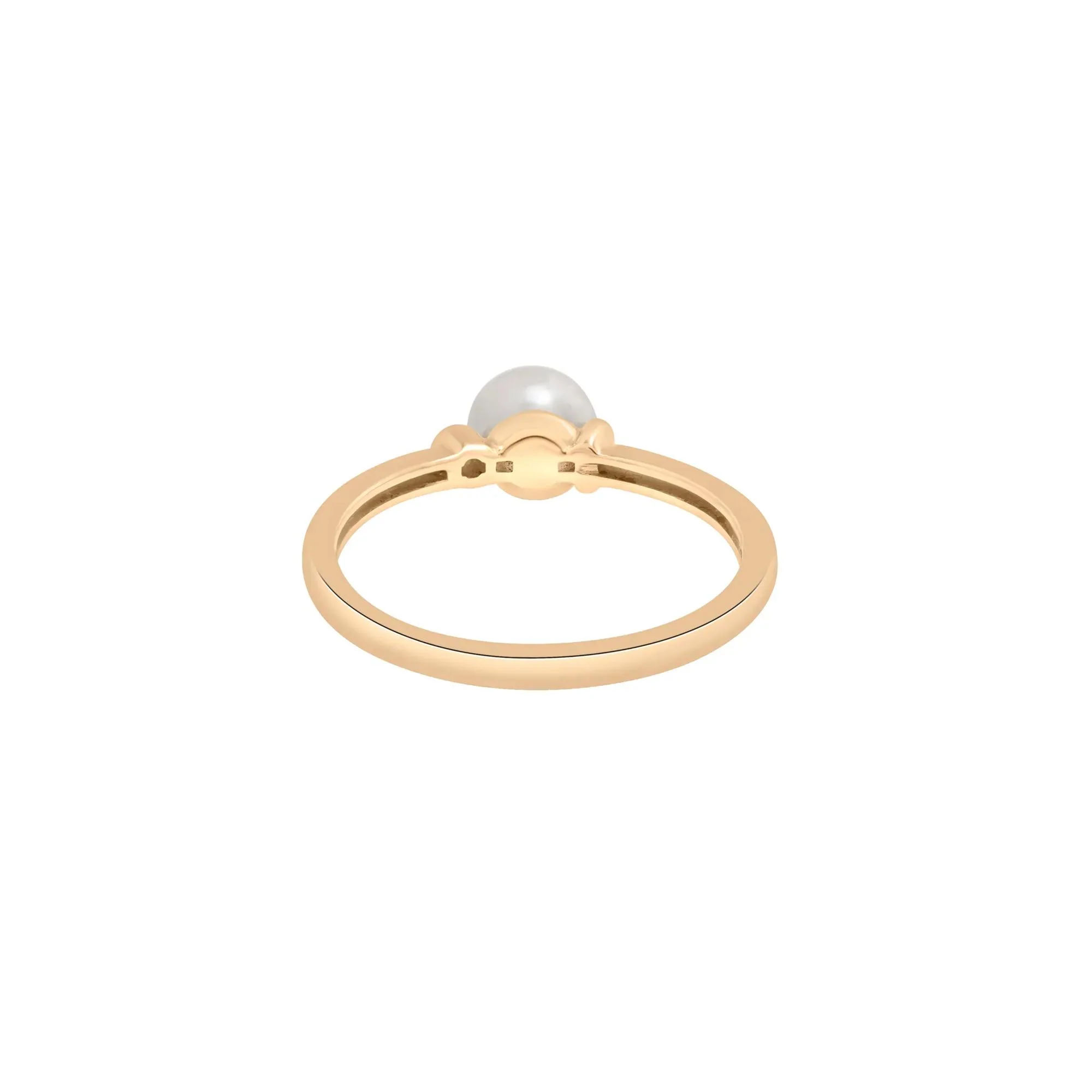 Freshwater Pearl and Diamond Acccent Ring 10K Yellow Gold Size 7 1.5mm - Image 4