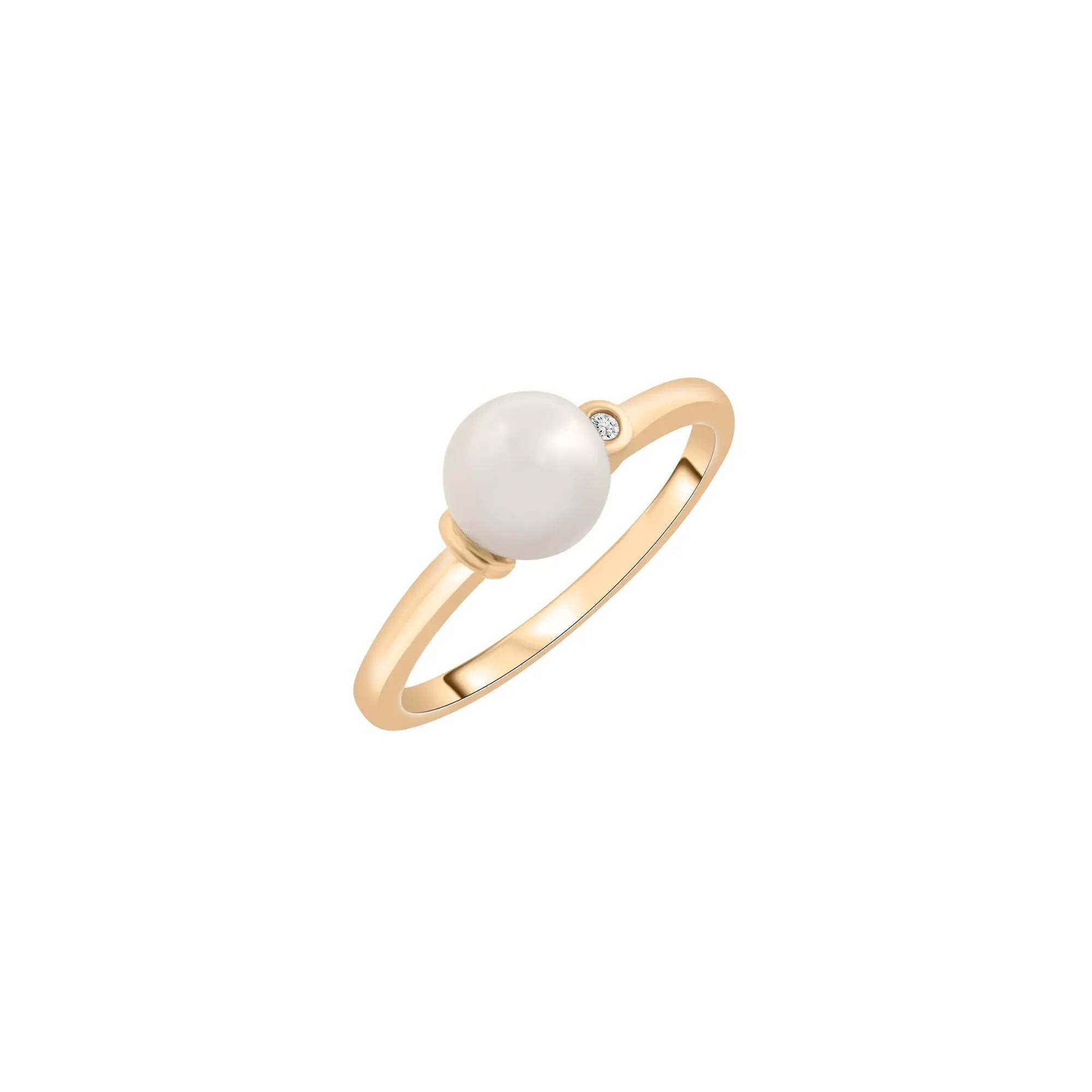 Freshwater Pearl and Diamond Acccent Ring 10K Yellow Gold Size 7 1.5mm - Image 5