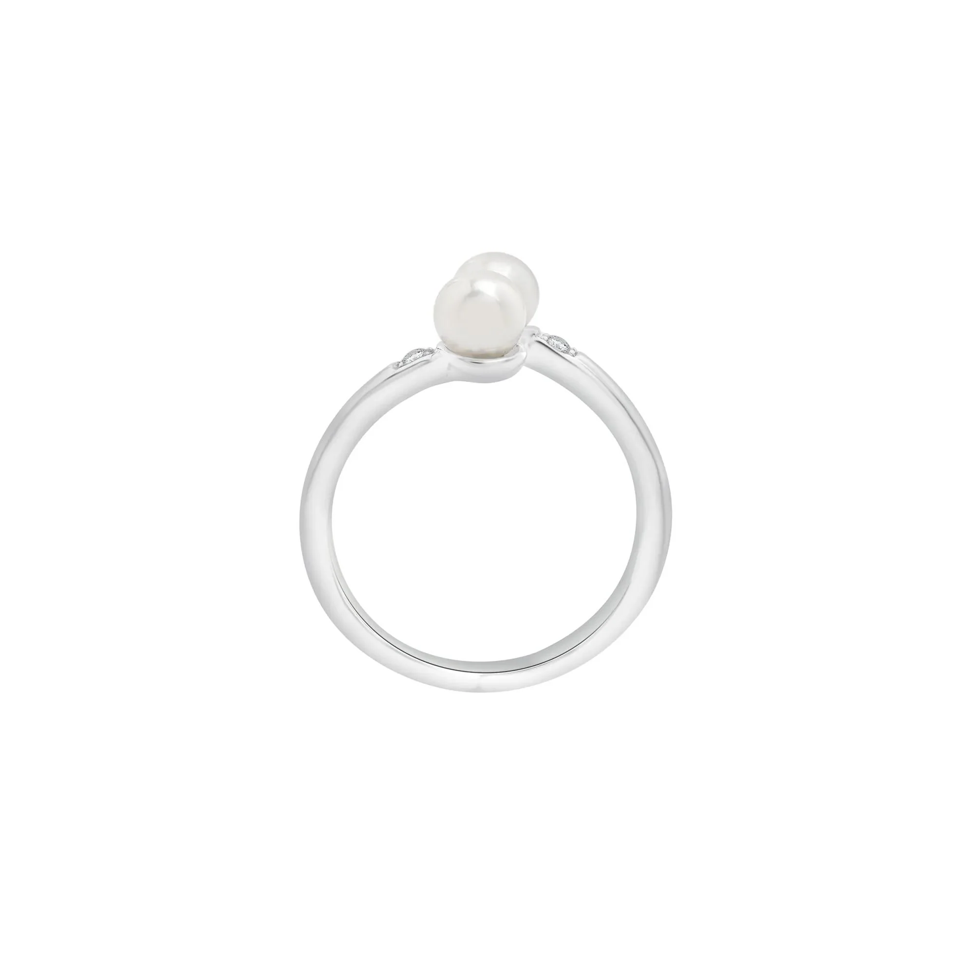 Freshwater Pearl and Diamond Accent Bypass Ring .925 Sterling Silver White Size 7 2mm - Image 2
