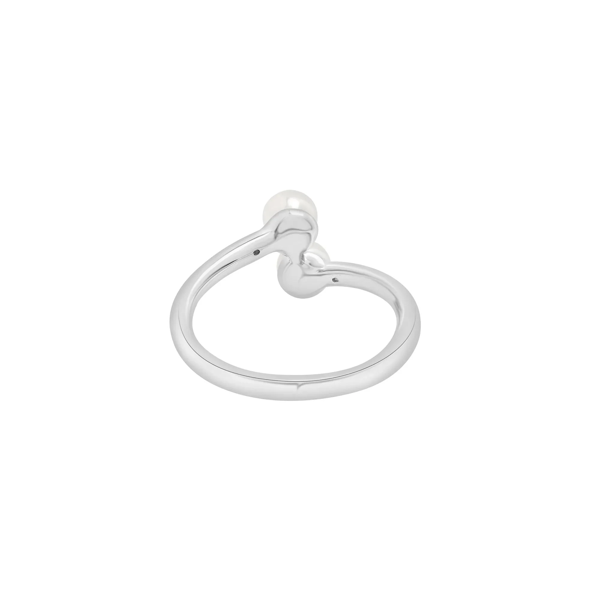 Freshwater Pearl and Diamond Accent Bypass Ring .925 Sterling Silver White Size 7 2mm - Image 4