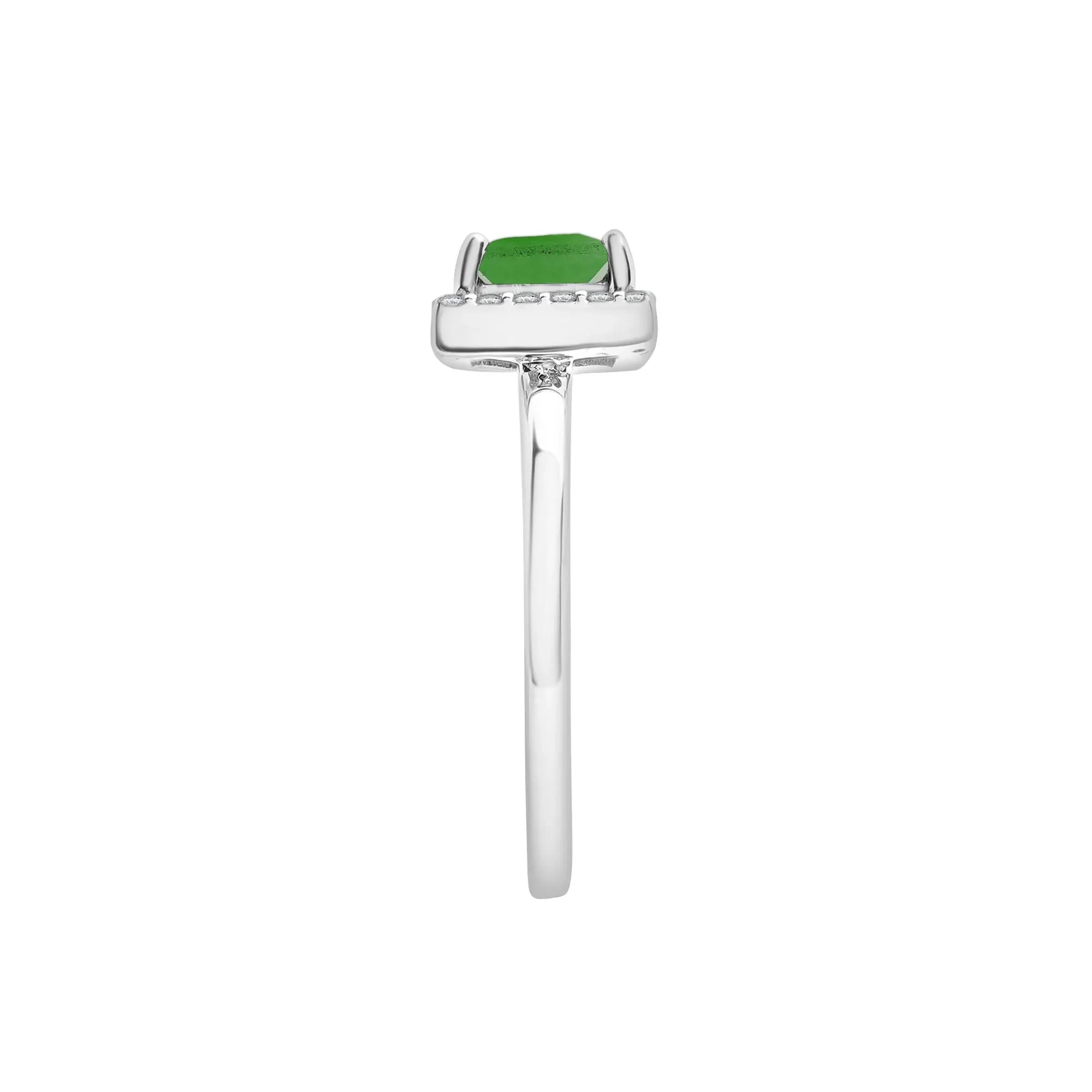 Jade and Lab-Created White Sapphire Cocktail Ring .925 Sterling Silver Size 7 1.5mm - Image 3