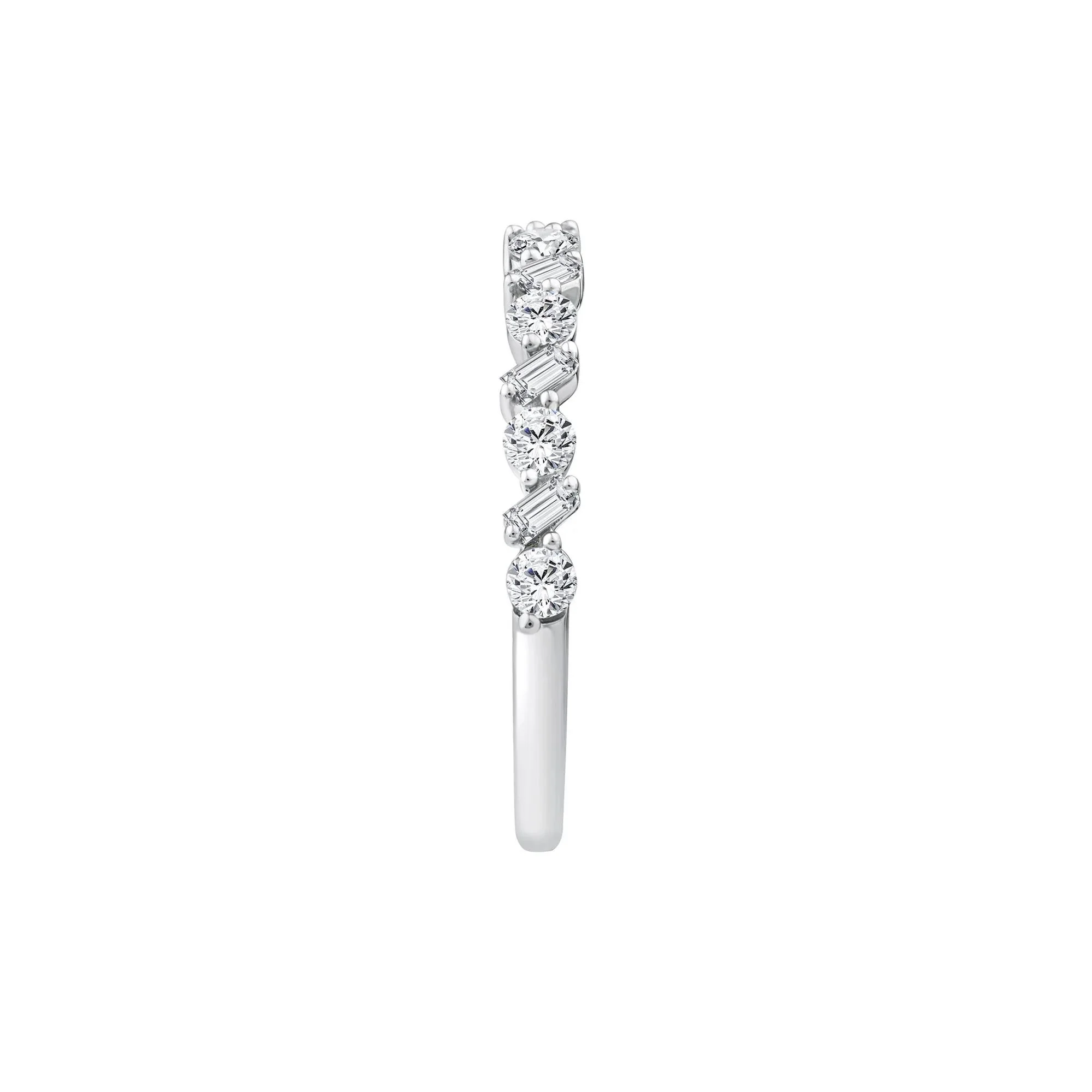 1/2 CT. Tw. Lab Grown Diamond Band Ring 10K White Gold Round Brilliant Cut Size 5 - Image 2