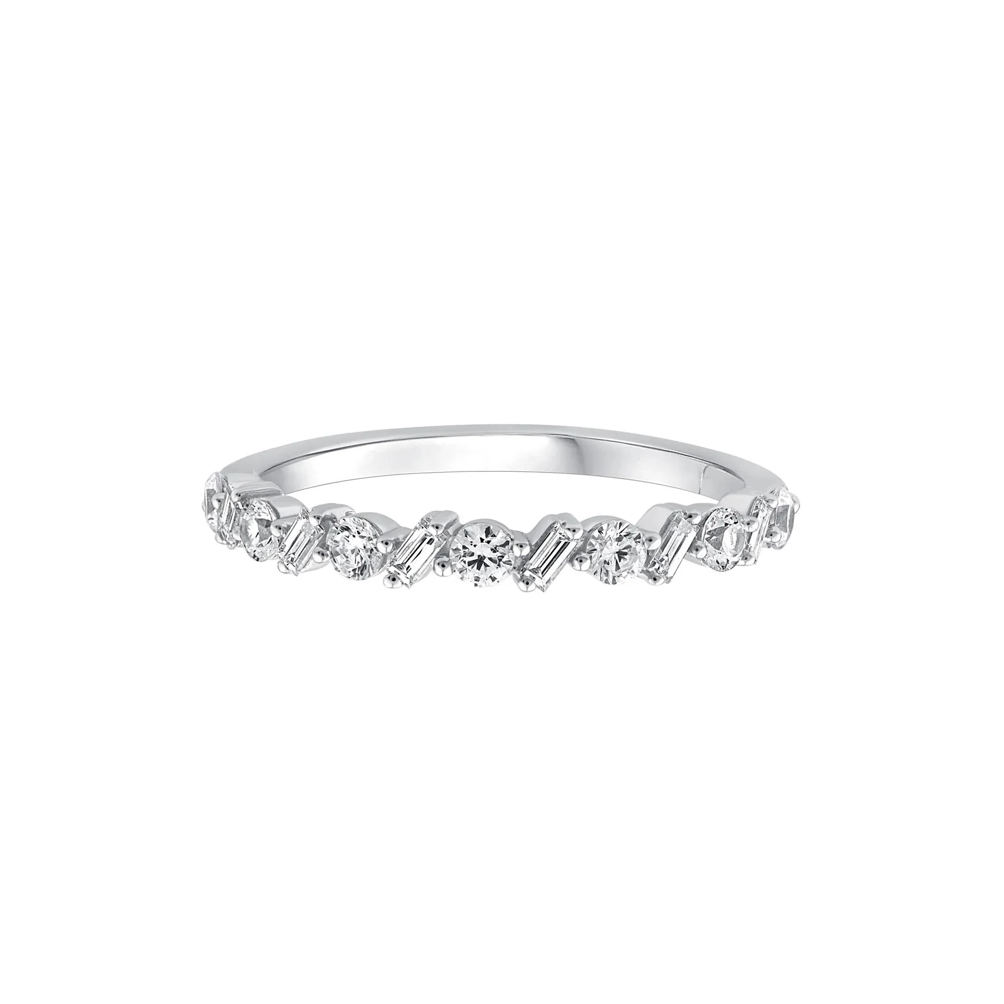 1/2 CT. Tw. Lab Grown Diamond Band Ring 10K White Gold Round Brilliant Cut Size 5.5 - Image 3