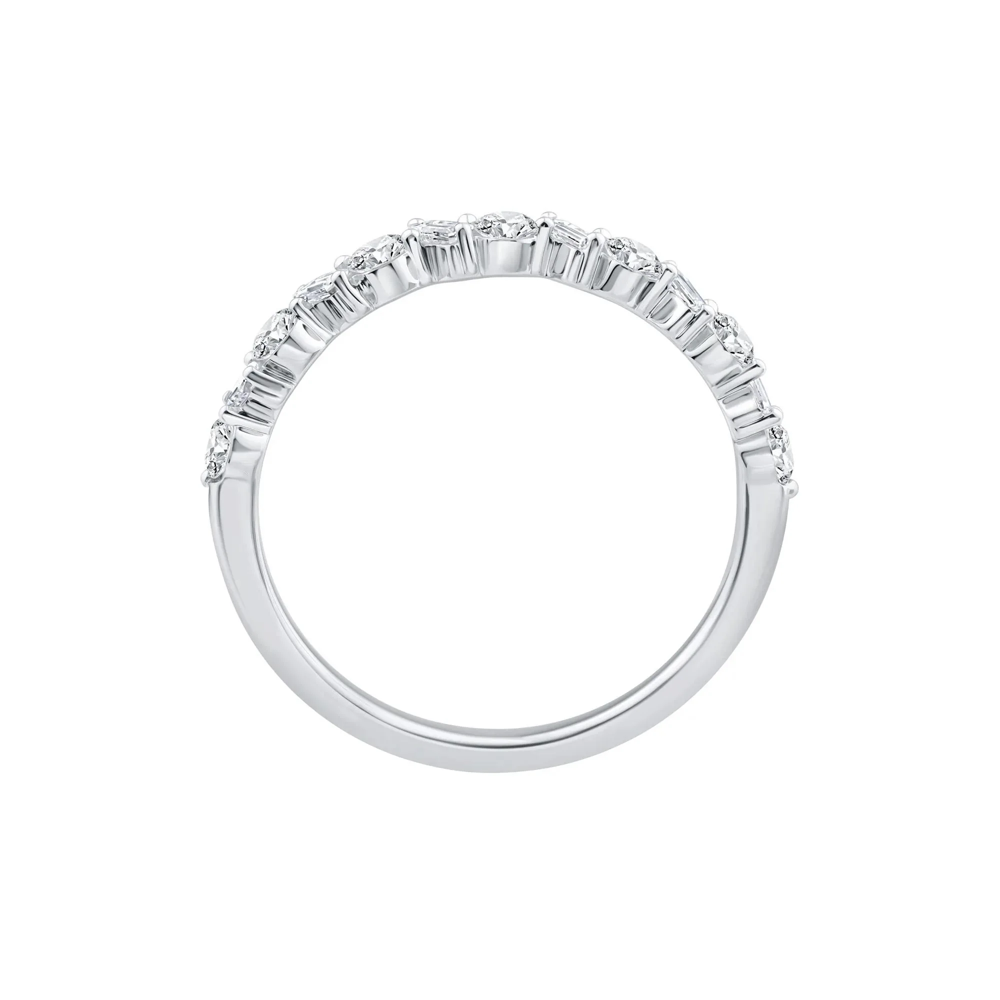 1/2 CT. Tw. Lab Grown Diamond Band Ring 10K White Gold Round Brilliant Cut Size 7