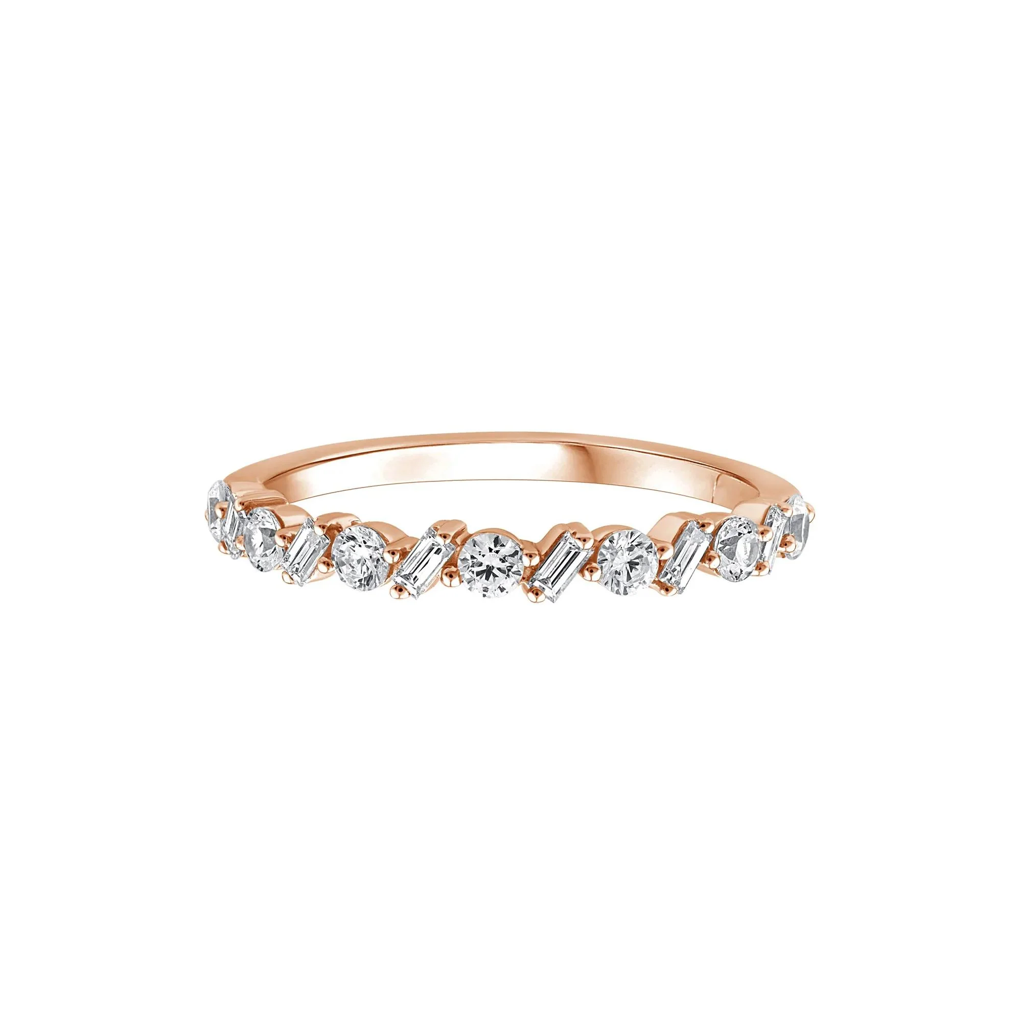 1/2 CT. Tw. Lab Grown Diamond Band Ring 10K Rose Gold Round Brilliant Cut Size 5 - Image 3