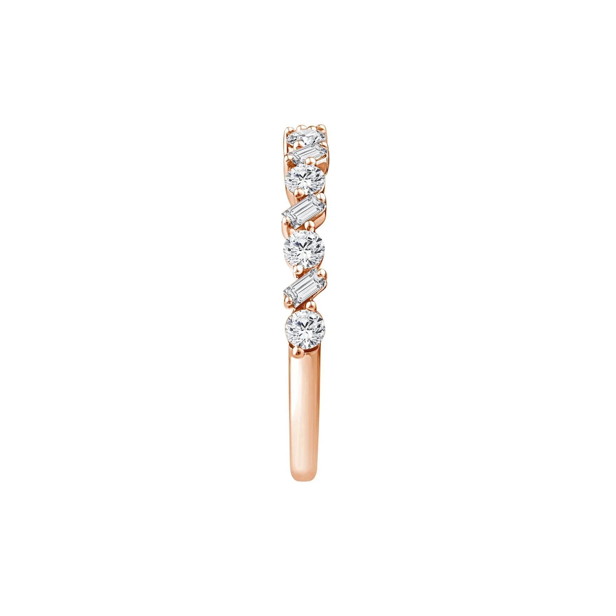 1/2 CT. Tw. Lab Grown Diamond Band Ring 10K Rose Gold Round Brilliant Cut Size 7.5 - Image 2