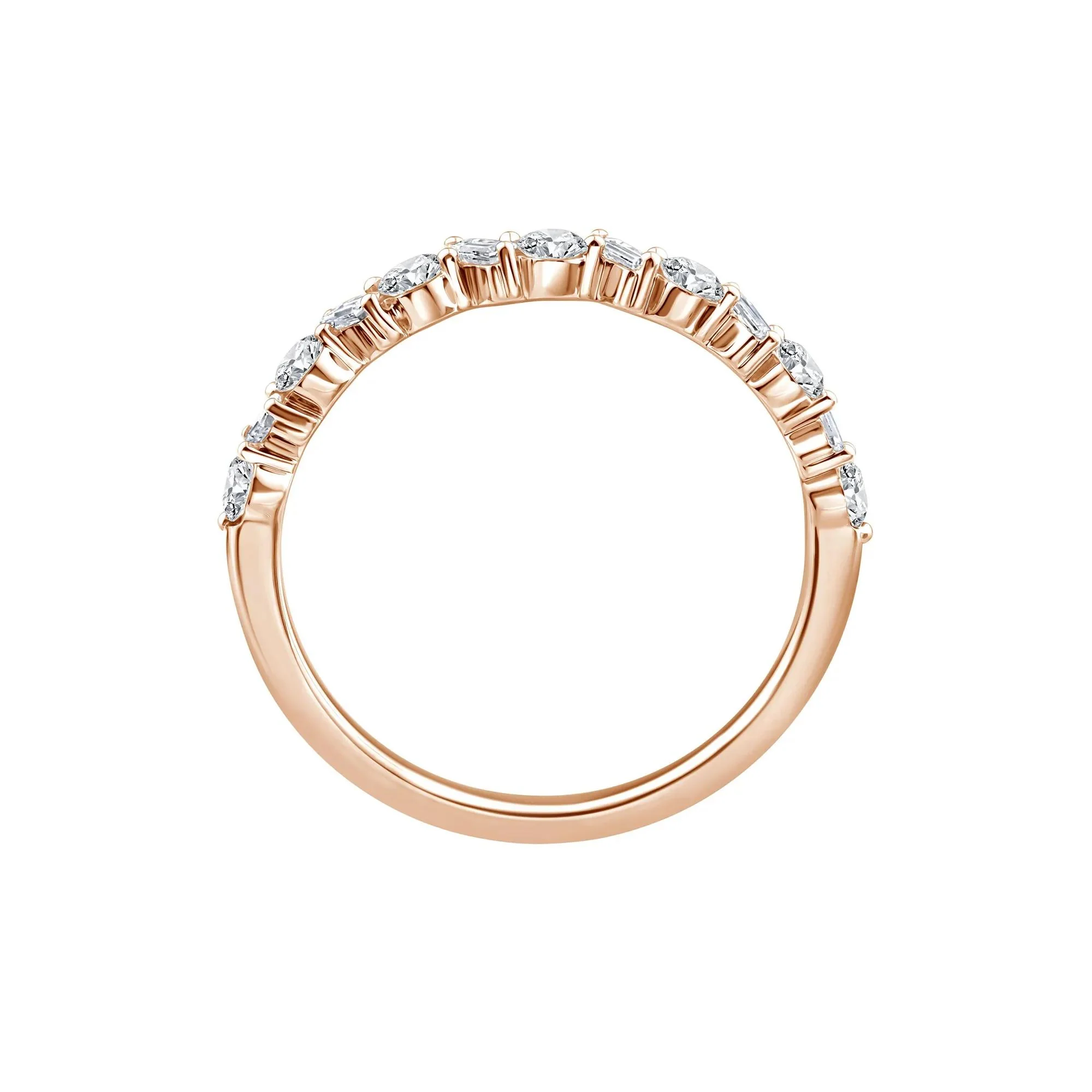 1/2 CT. Tw. Lab Grown Diamond Band Ring 10K Rose Gold Round Brilliant Cut Size 8