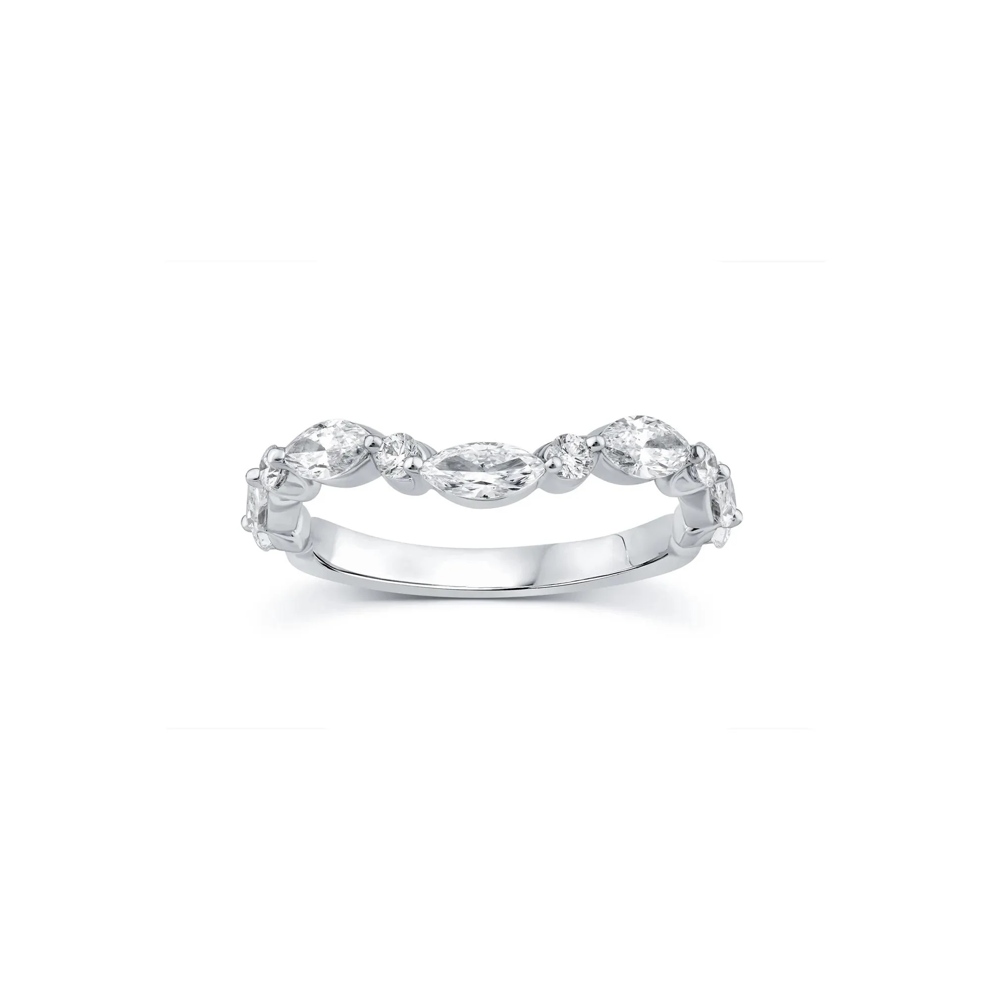 1 CT. Tw. Lab Grown Diamond Contour Band Ring 14K White Gold Round Brilliant Cut Size 6 - Image 3