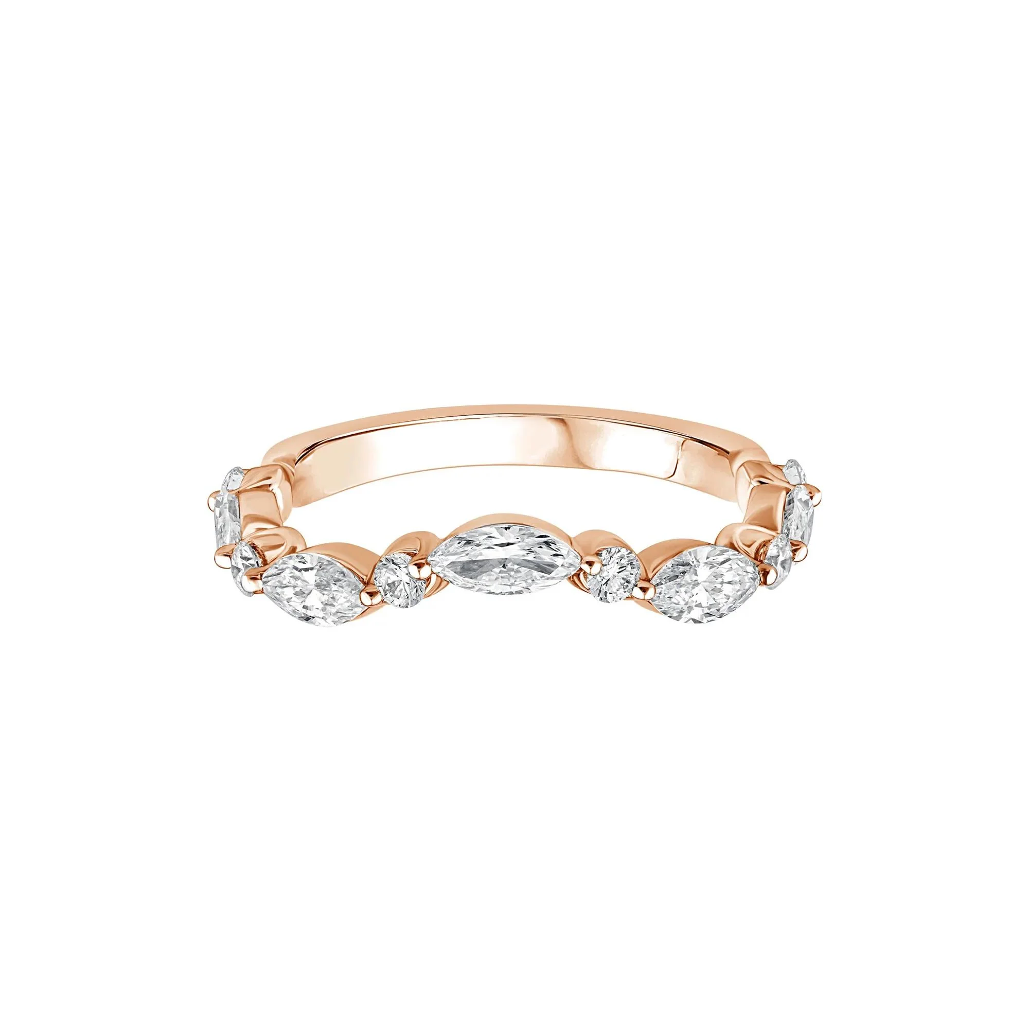 1 CT. Tw. Lab Grown Diamond Contour Band Ring 14K Rose Gold Round Brilliant Cut Size 7.5 - Image 3