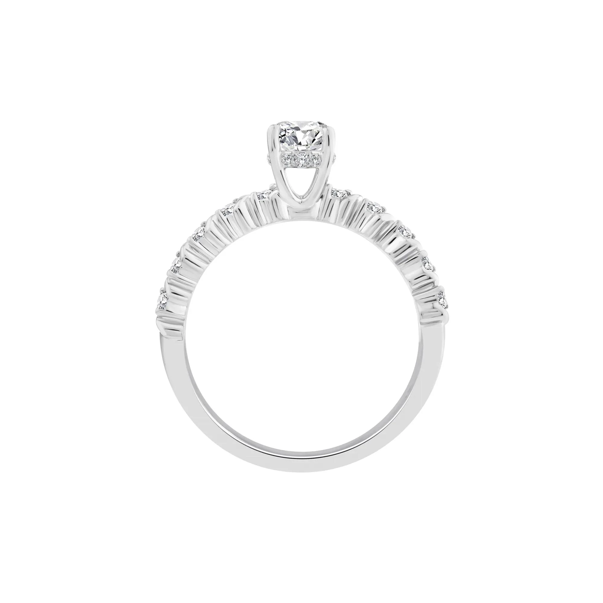 1 CT. Tw. Lab Grown Oval Diamond Engagement Ring 10K White Gold Size 7 - Image 2