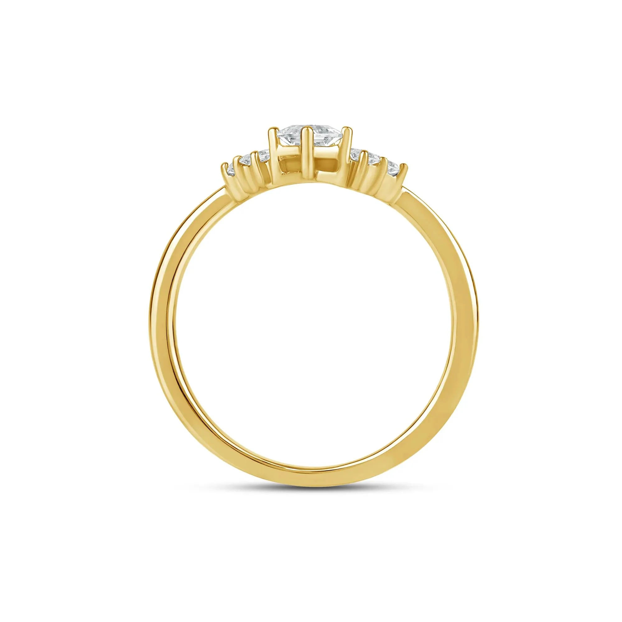 3/8 CT. Tw. Lab Grown Diamond Multi-Shape Contour Ring 14K Gold Round Brilliant Cut Yellow Size 8 2mm - Image 2