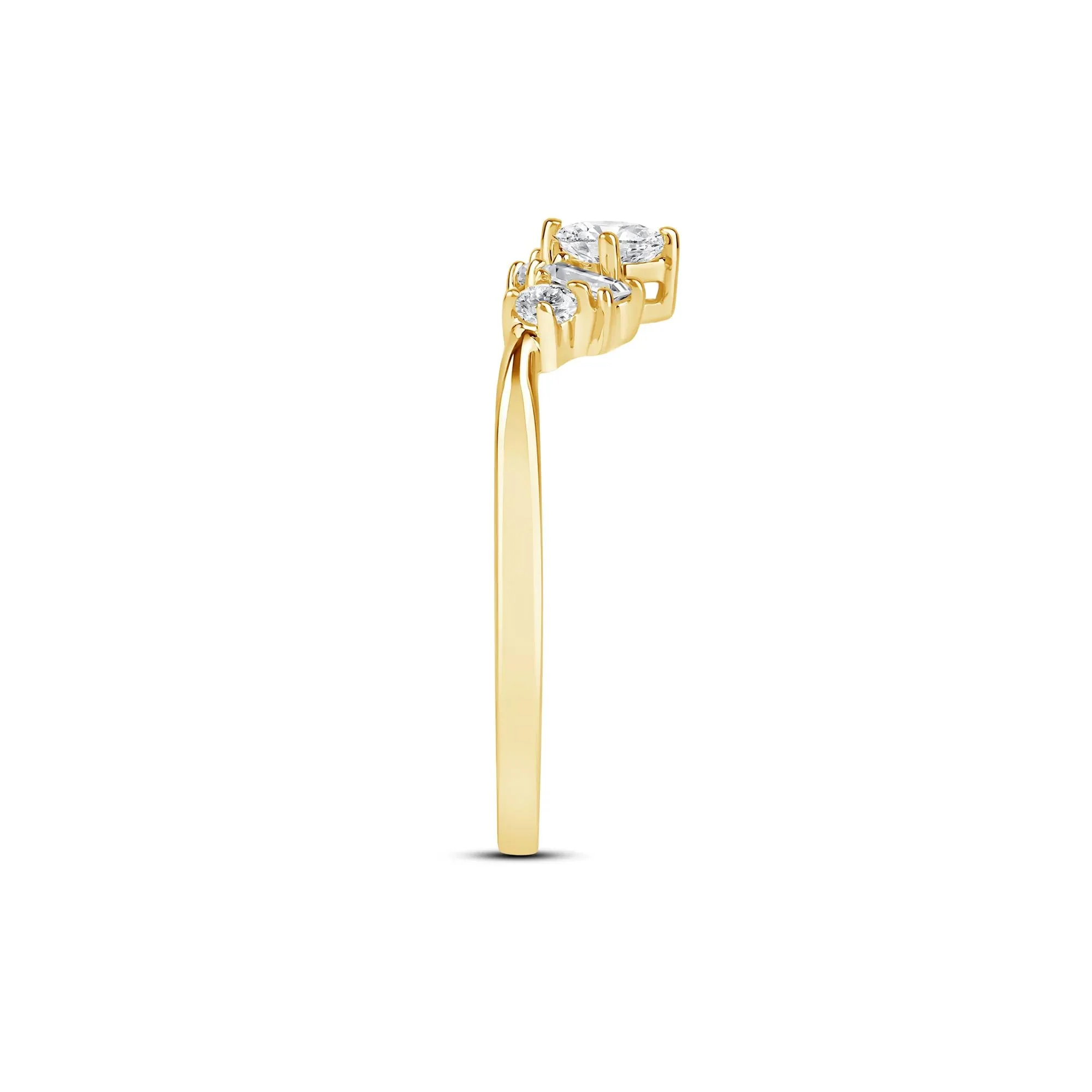 3/8 CT. Tw. Lab Grown Diamond Multi-Shape Contour Ring 14K Gold Round Brilliant Cut Yellow Size 8.5 2mm - Image 3