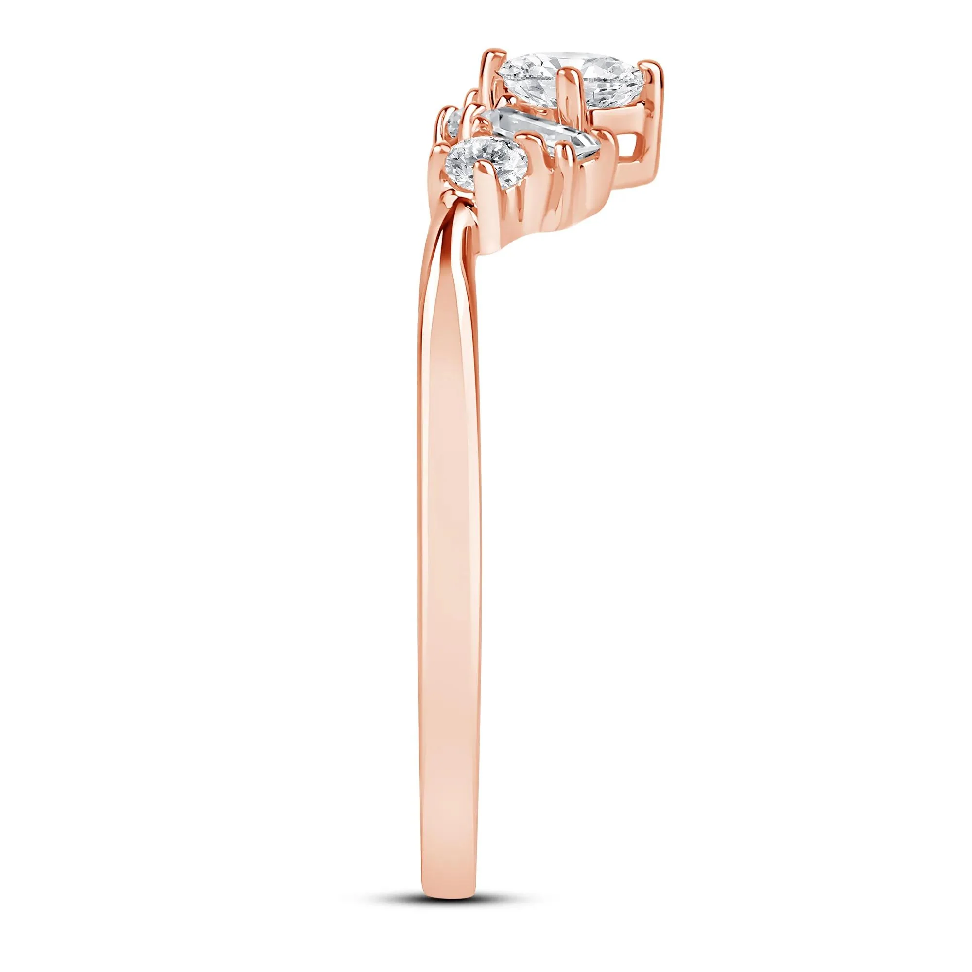 3/8 CT. Tw. Lab Grown Diamond Multi-Shape Contour Ring 14K Rose Gold Round Brilliant Cut Size 6.5 2mm - Image 3