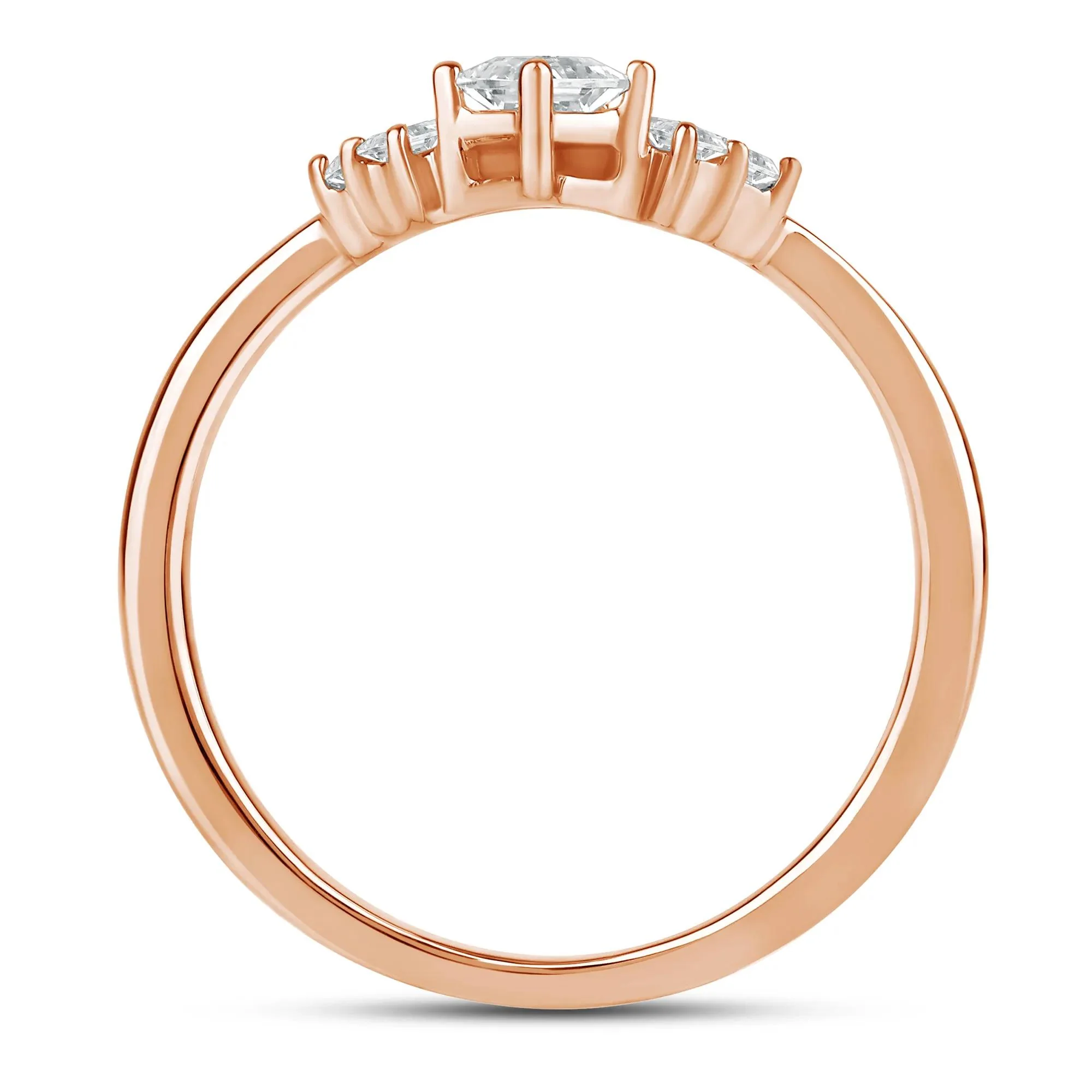 3/8 CT. Tw. Lab Grown Diamond Multi-Shape Contour Ring 14K Rose Gold Round Brilliant Cut Size 9 2mm - Image 2