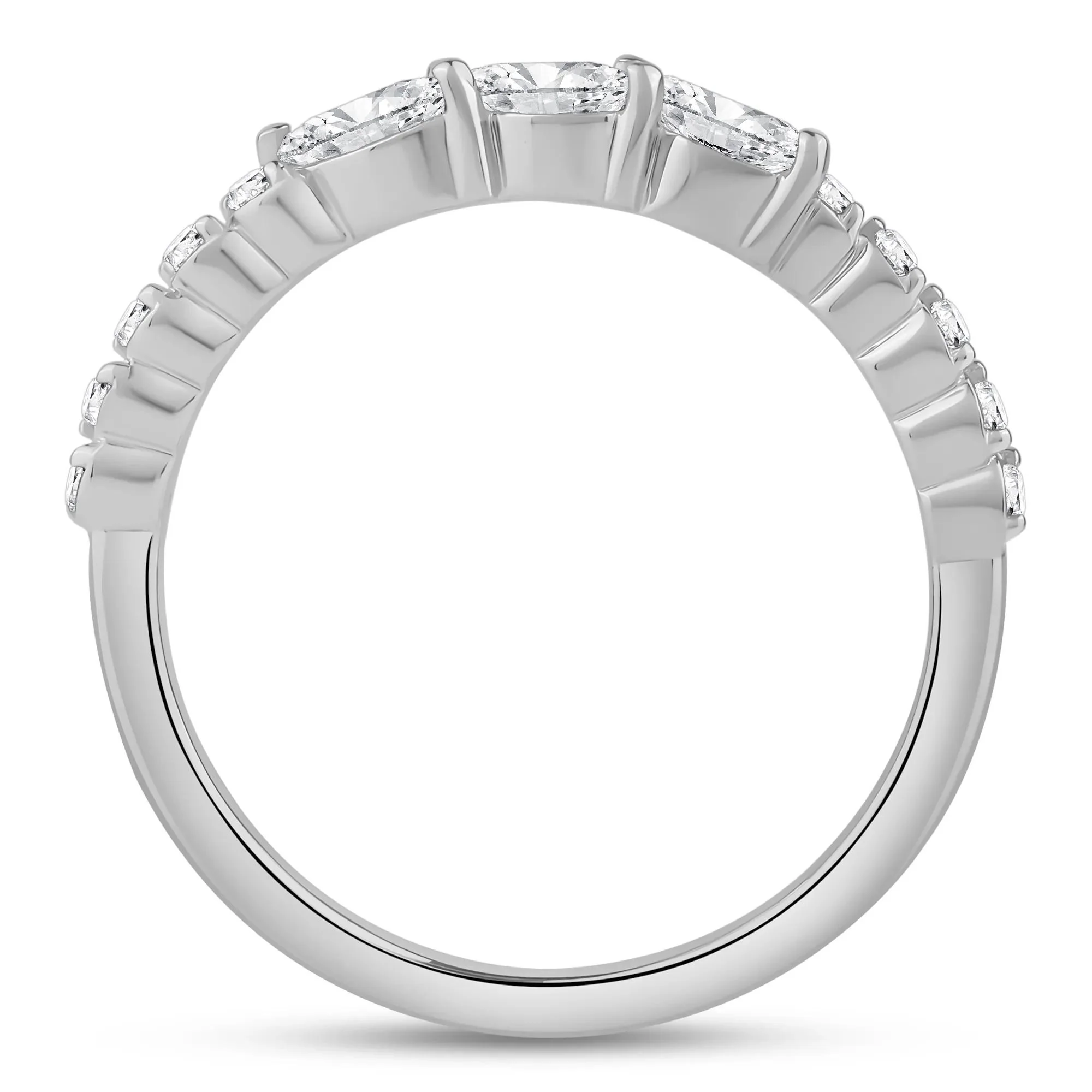 3/8 CT. Tw. Lab Grown Diamond Band Ring 10K White Gold Round Brilliant Cut Size 6.5 2mm - Image 2