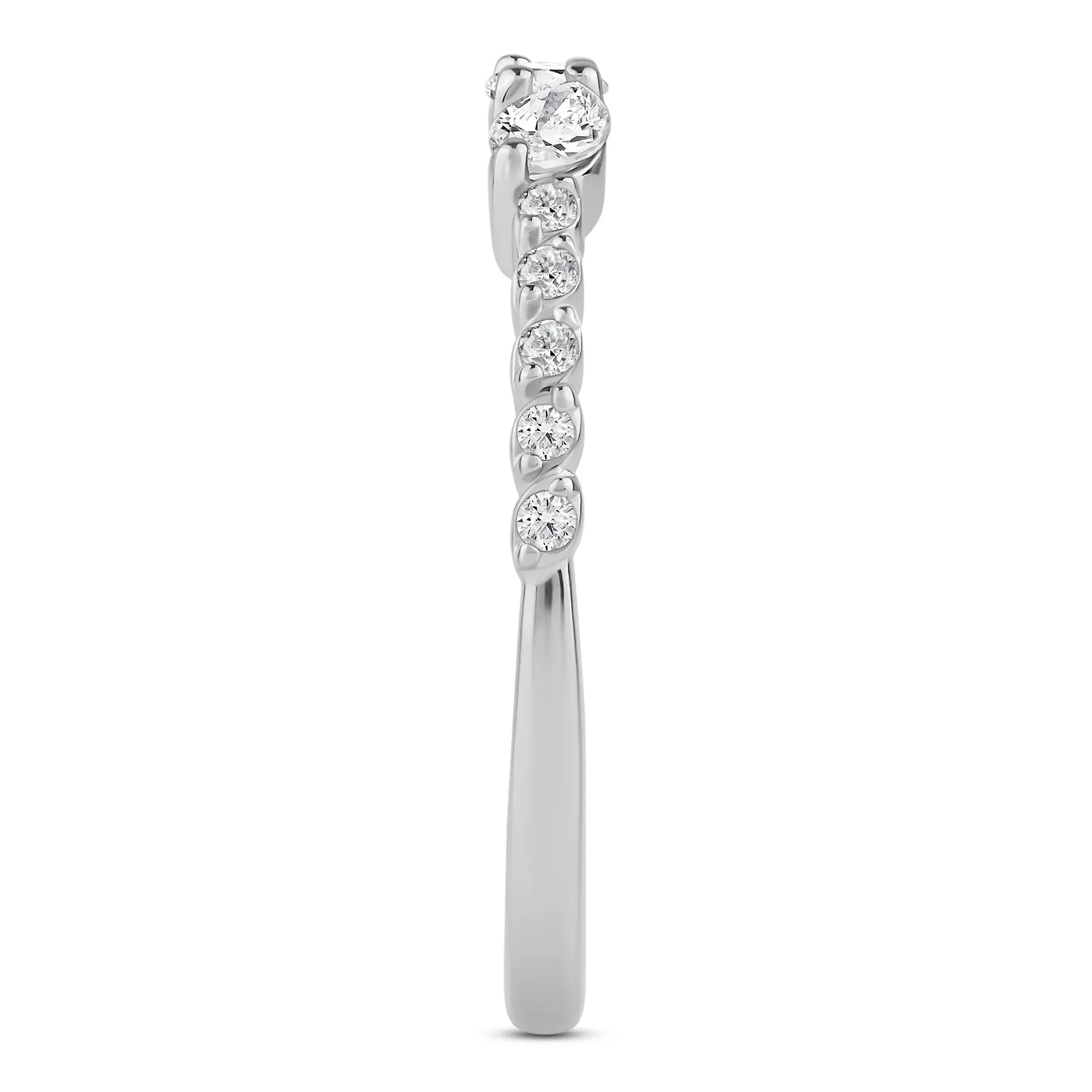 3/8 CT. Tw. Lab Grown Diamond Band Ring 10K White Gold Round Brilliant Cut Size 7.5 2mm - Image 3