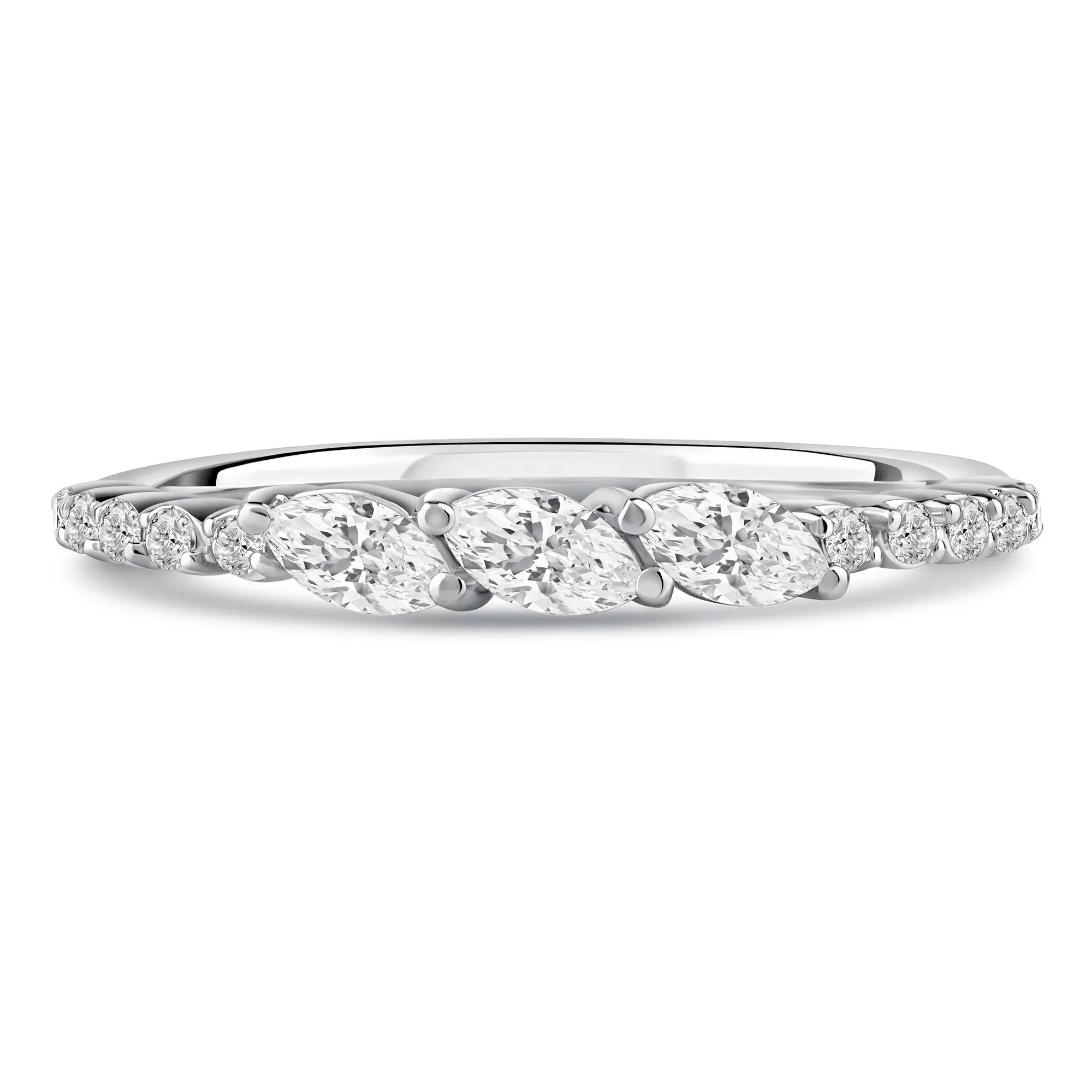3/8 CT. Tw. Lab Grown Diamond Band Ring 10K White Gold Round Brilliant Cut Size 8 2mm