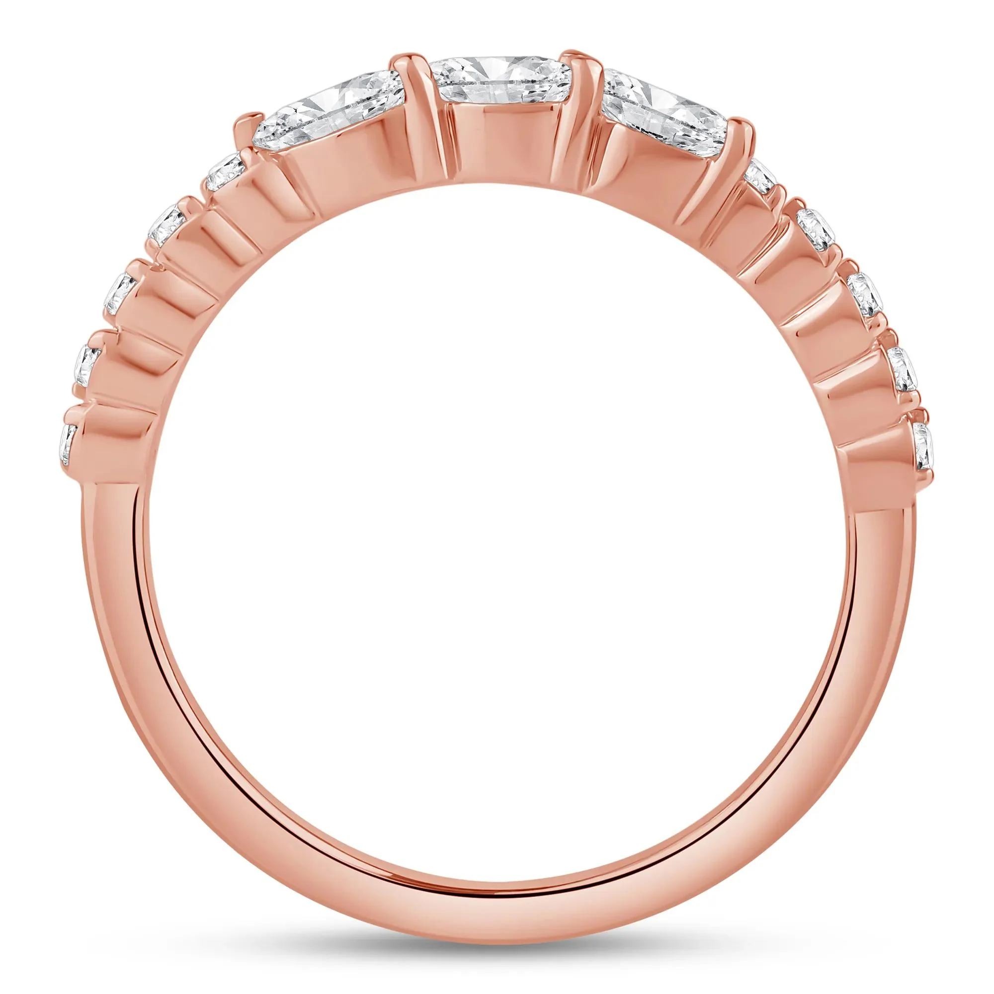 3/8 CT. Tw. Lab Grown Diamond Band Ring 10K Rose Gold Round Brilliant Cut Size 5 2mm - Image 2