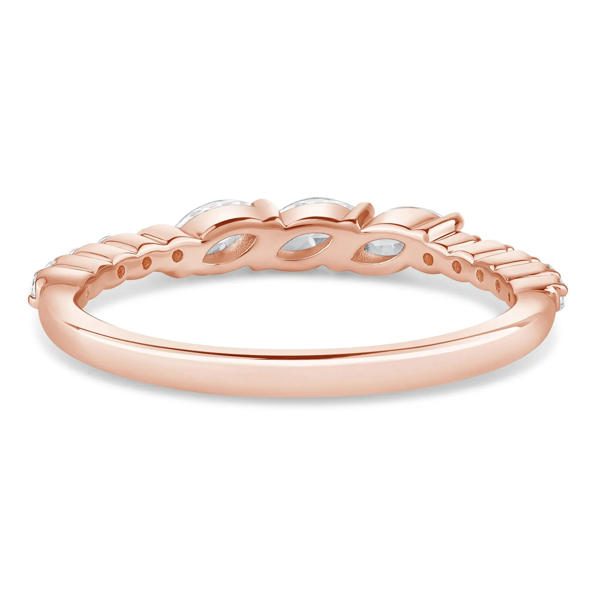 3/8 CT. Tw. Lab Grown Diamond Band Ring 10K Rose Gold Round Brilliant Cut Size 5 2mm - Image 4