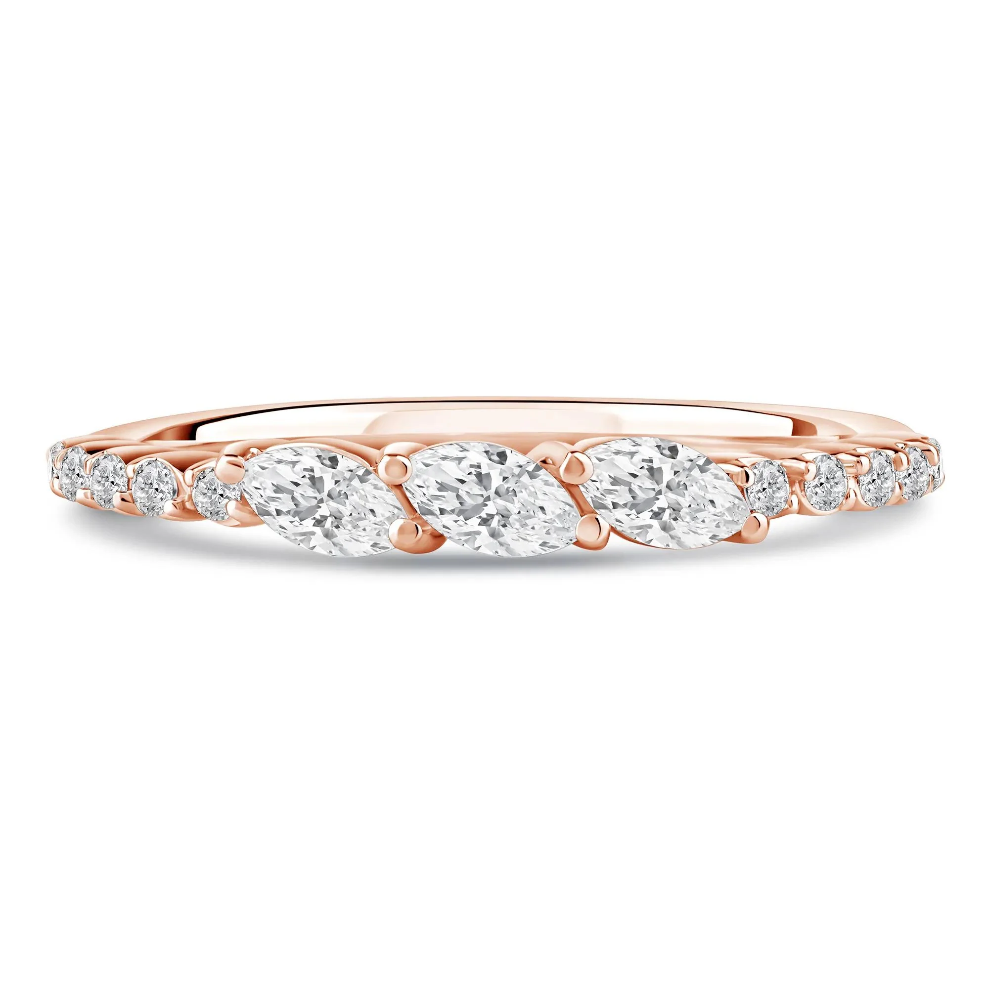 3/8 CT. Tw. Lab Grown Diamond Band Ring 10K Rose Gold Round Brilliant Cut Size 8 2mm