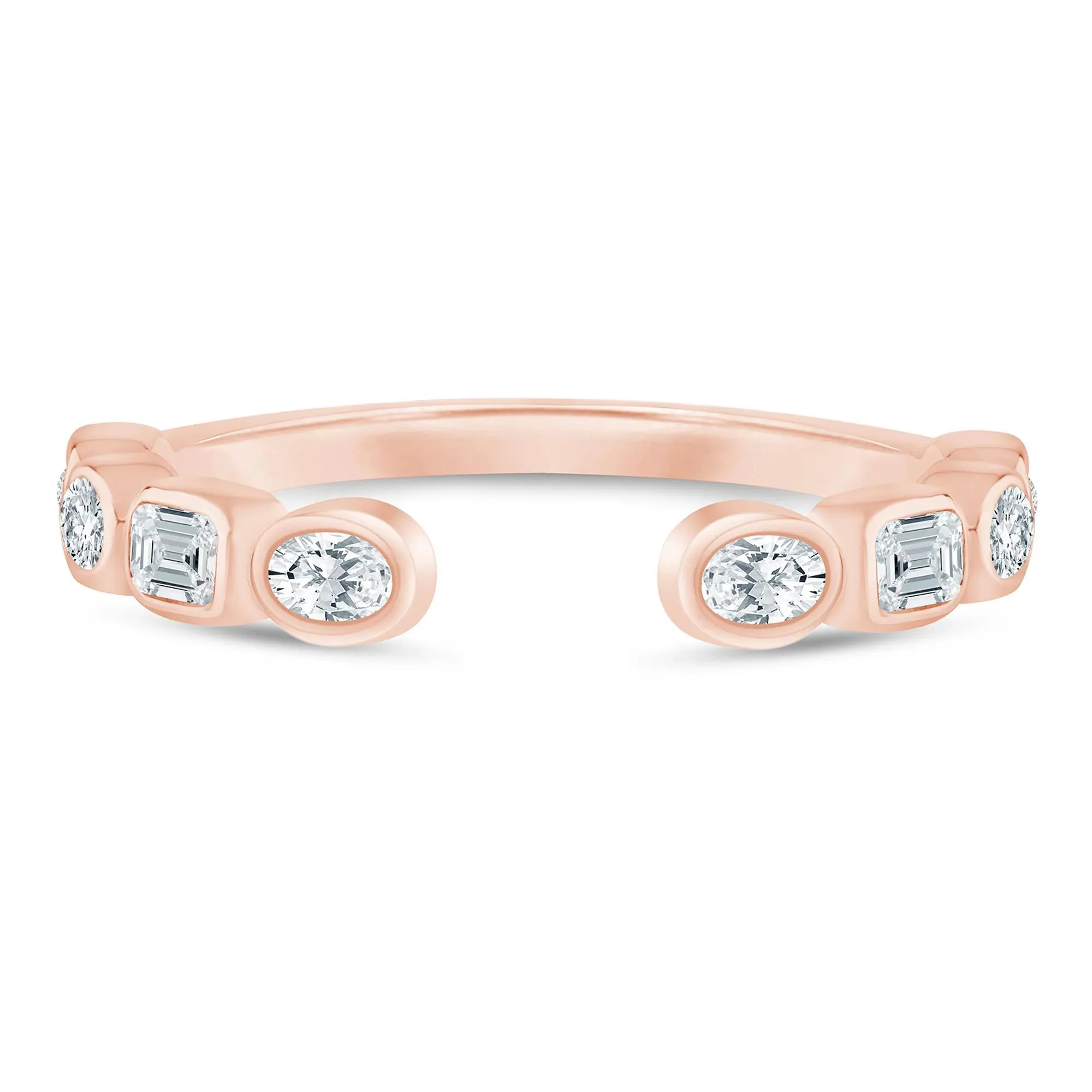 5/8 CT. Tw. Lab Grown Diamond Emerald and Oval Open Band Ring 14K Rose Gold Size 6.5 1mm
