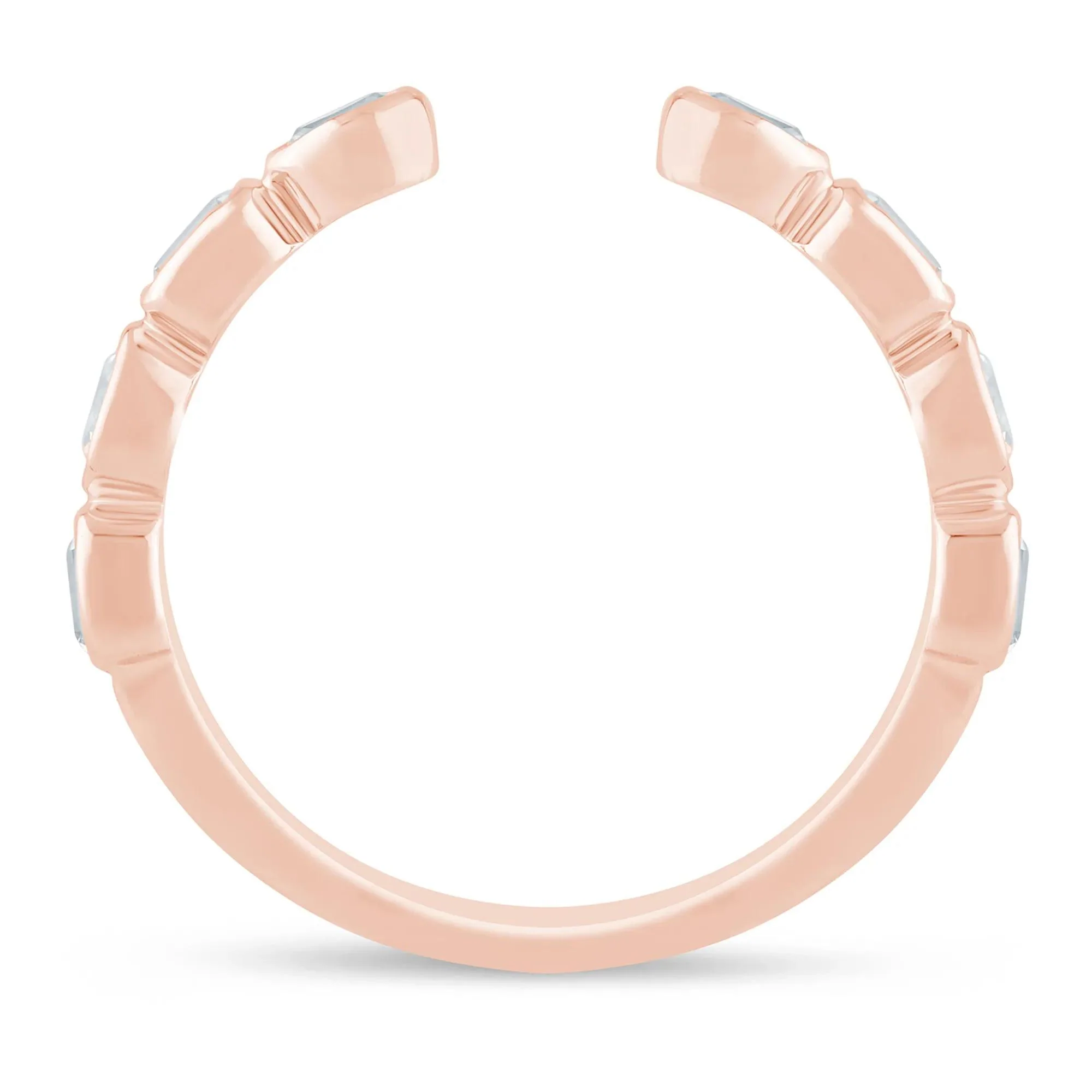 5/8 CT. Tw. Lab Grown Diamond Emerald and Oval Open Band Ring 14K Rose Gold Size 8 1mm - Image 2