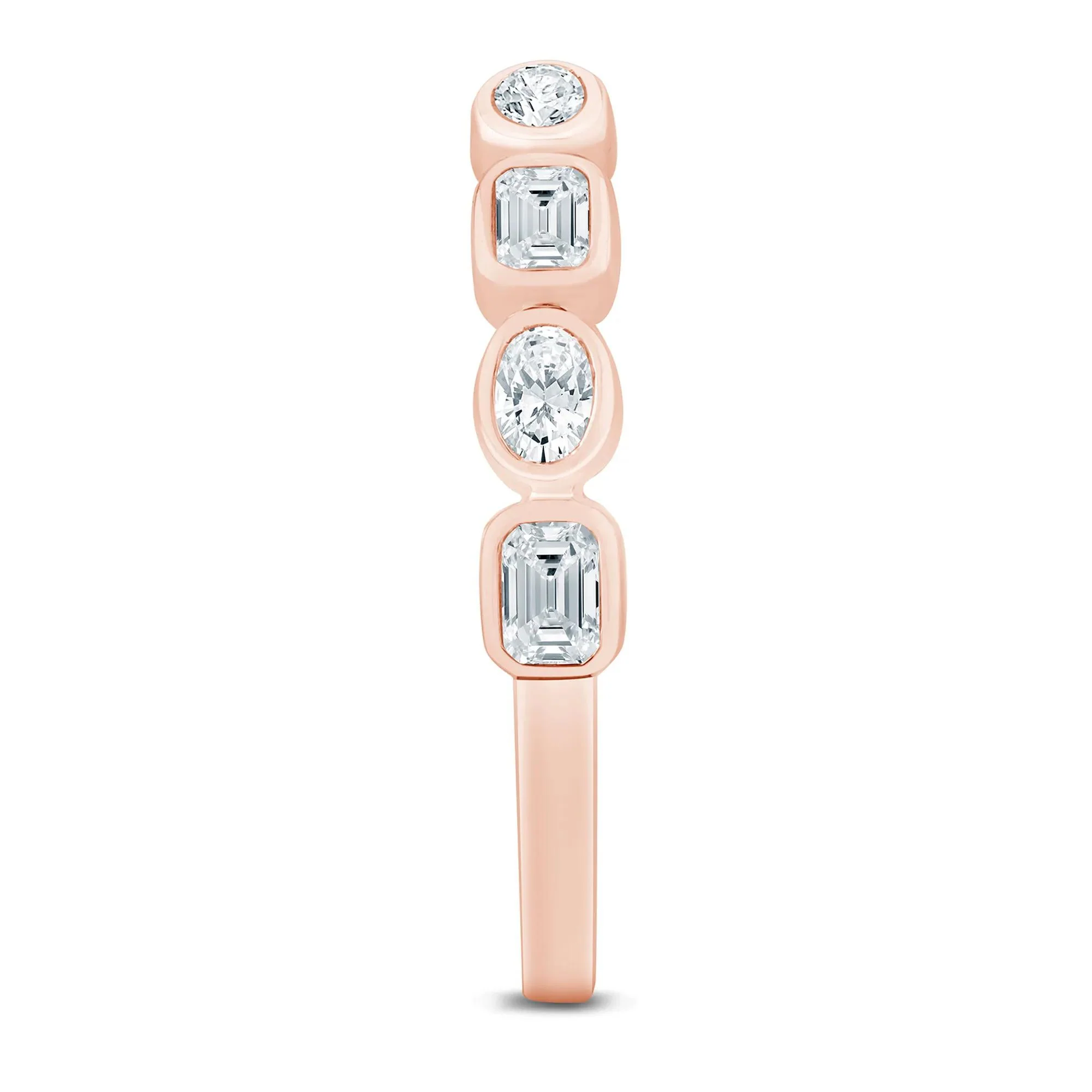 5/8 CT. Tw. Lab Grown Diamond Emerald and Oval Open Band Ring 14K Rose Gold Size 8.5 1mm - Image 3