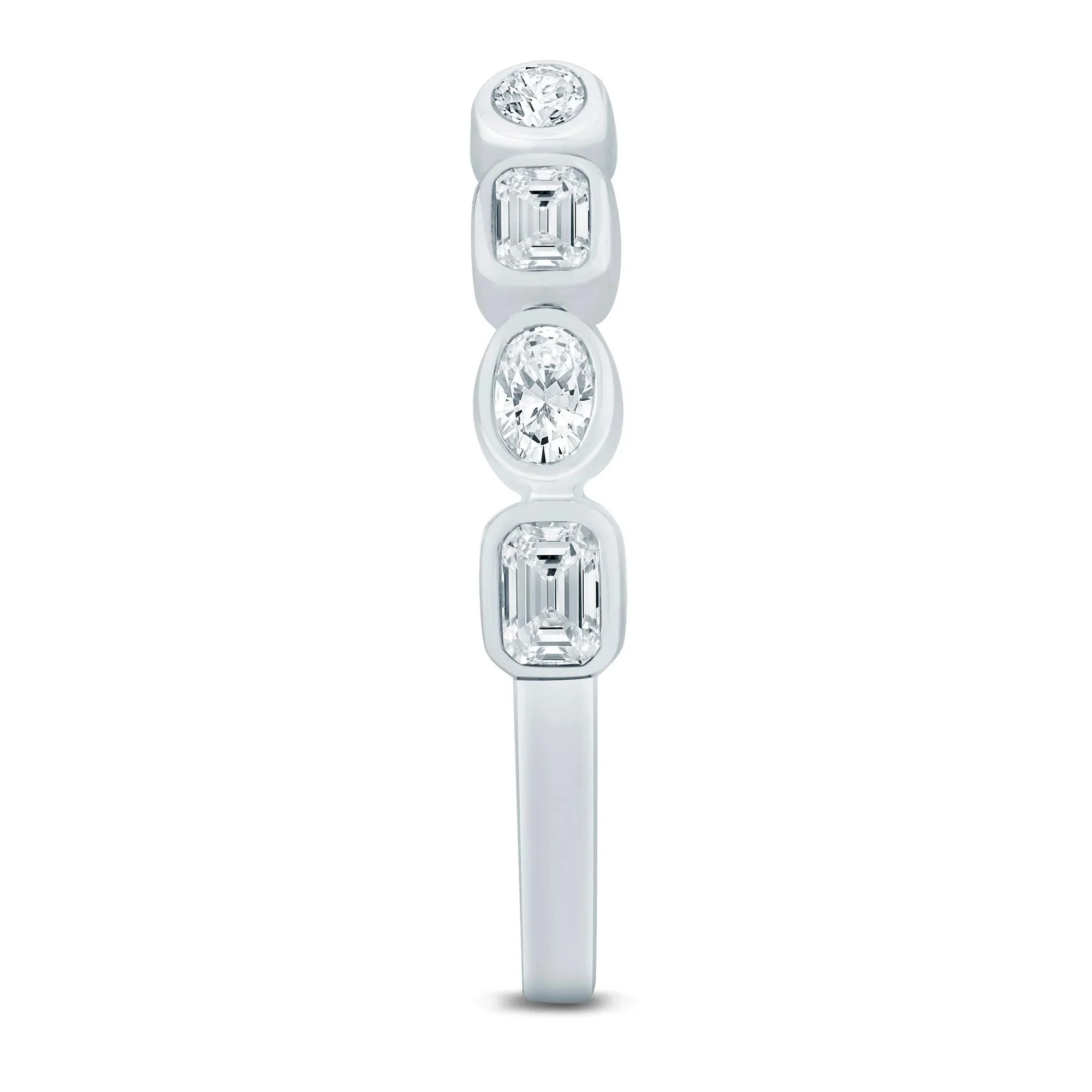 5/8 CT. Tw. Lab Grown Diamond Emerald and Oval Open Band Ring 14K White Gold Size 9 1mm - Image 3