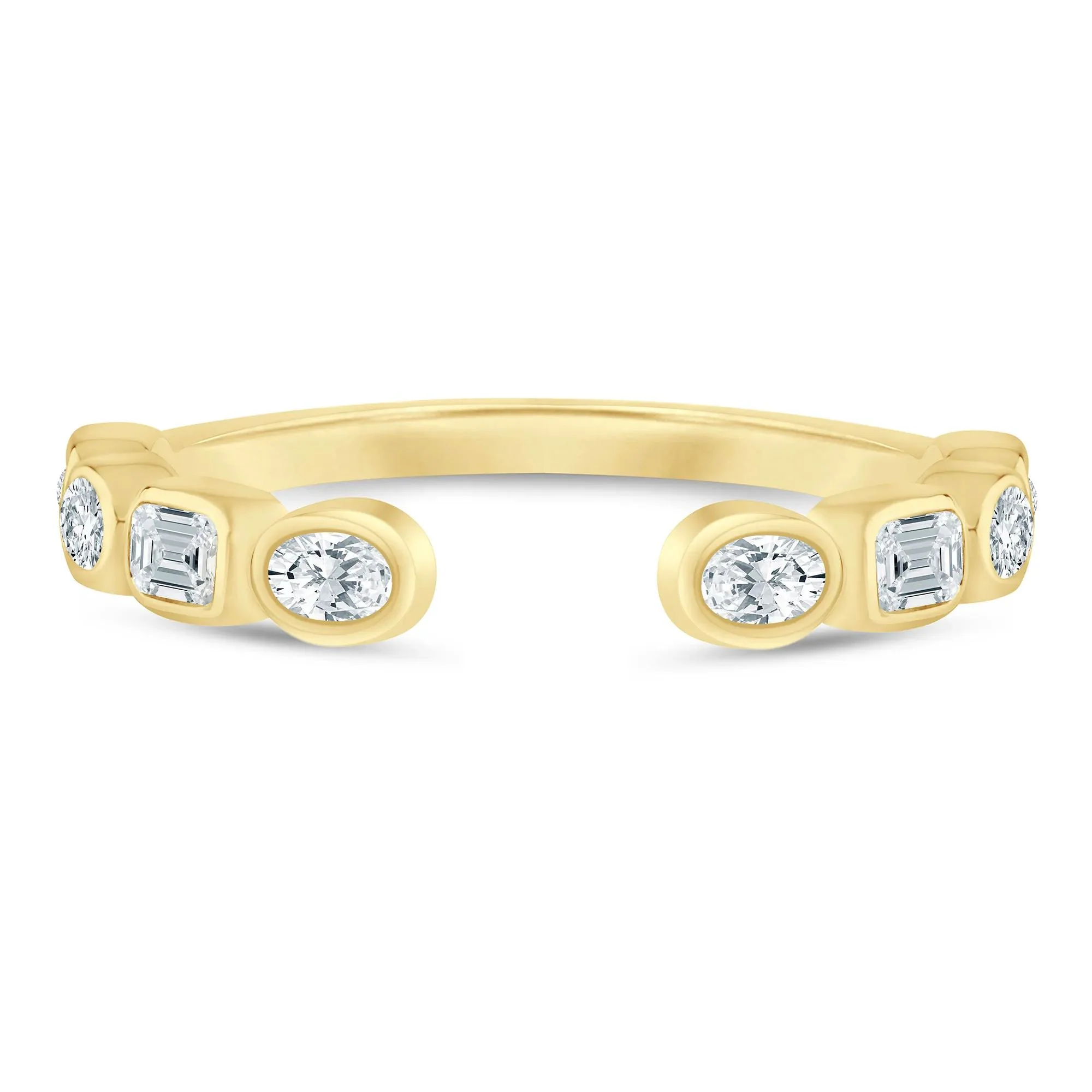 5/8 CT. Tw. Lab Grown Diamond Emerald and Oval Open Band Ring 14K Yellow Gold Size 8 1mm