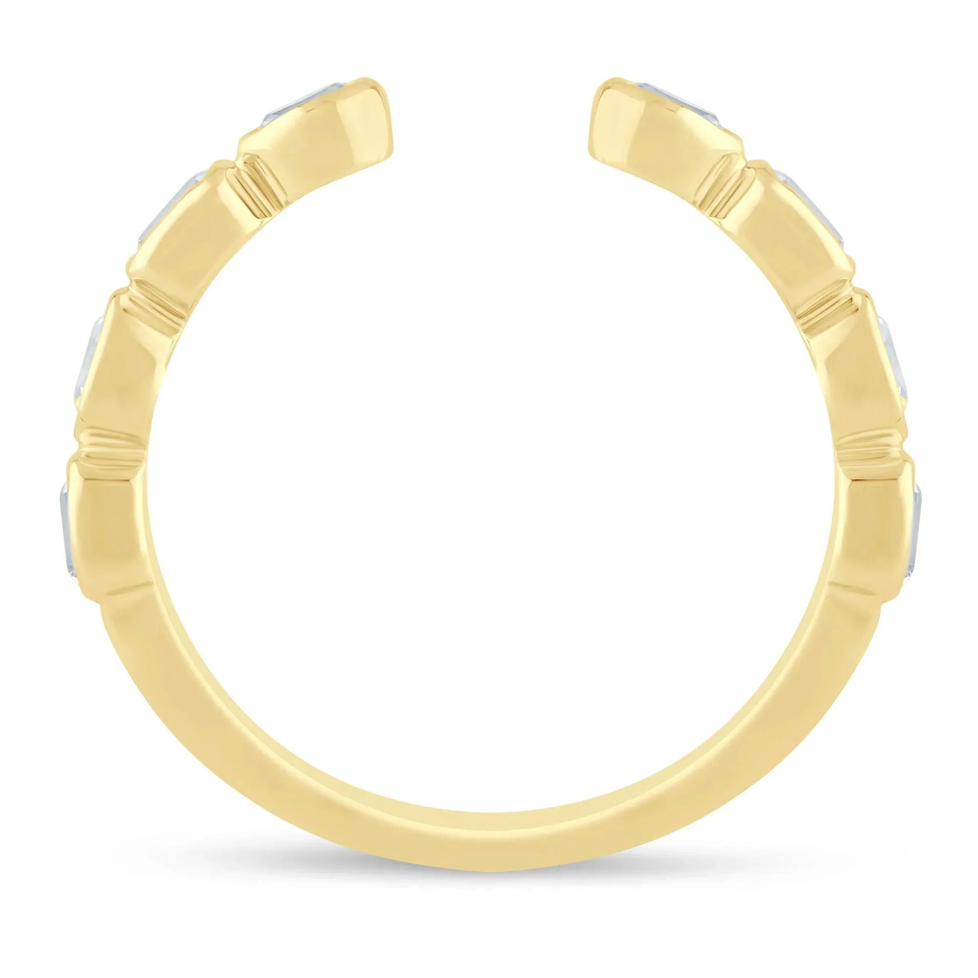 5/8 CT. Tw. Lab Grown Diamond Emerald and Oval Open Band Ring 14K Yellow Gold Size 8.5 1mm - Image 2