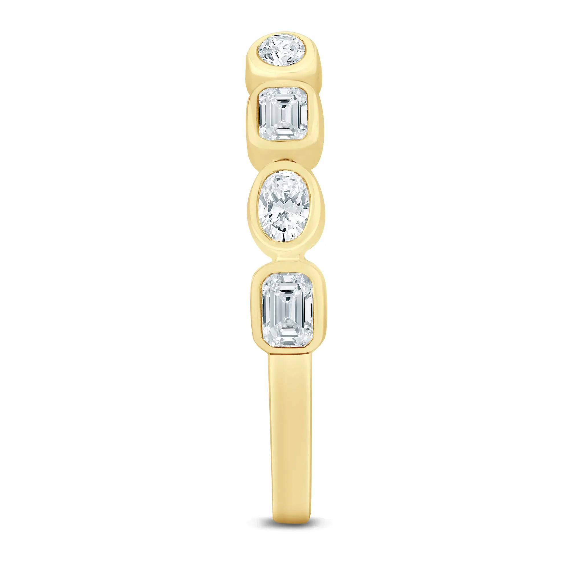 5/8 CT. Tw. Lab Grown Diamond Emerald and Oval Open Band Ring 14K Yellow Gold Size 8.5 1mm - Image 3