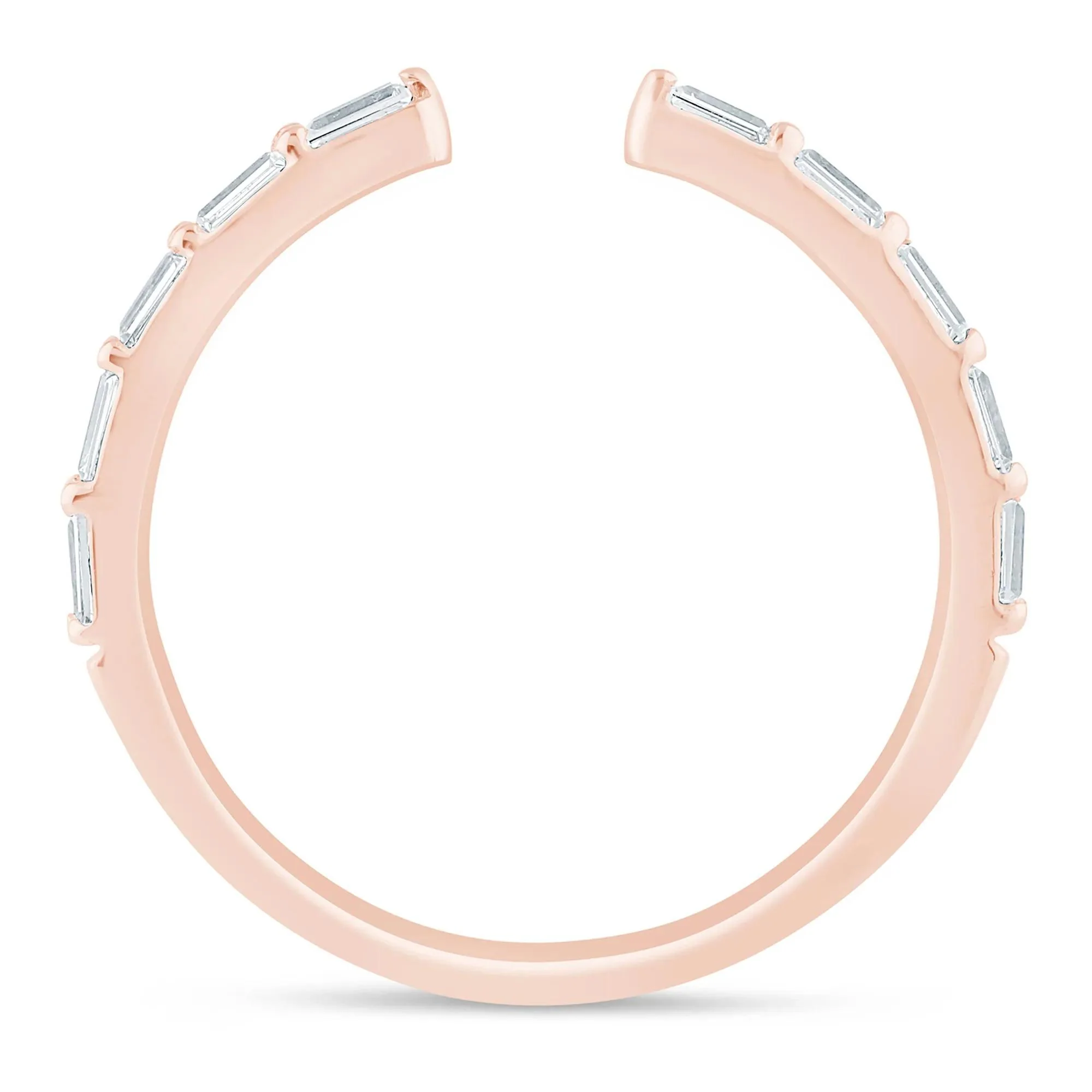 1/5 CT. Tw. Lab Grown Diamond Baguette Open Band Ring 14K Rose Gold Size 5 1.5mm - Image 2