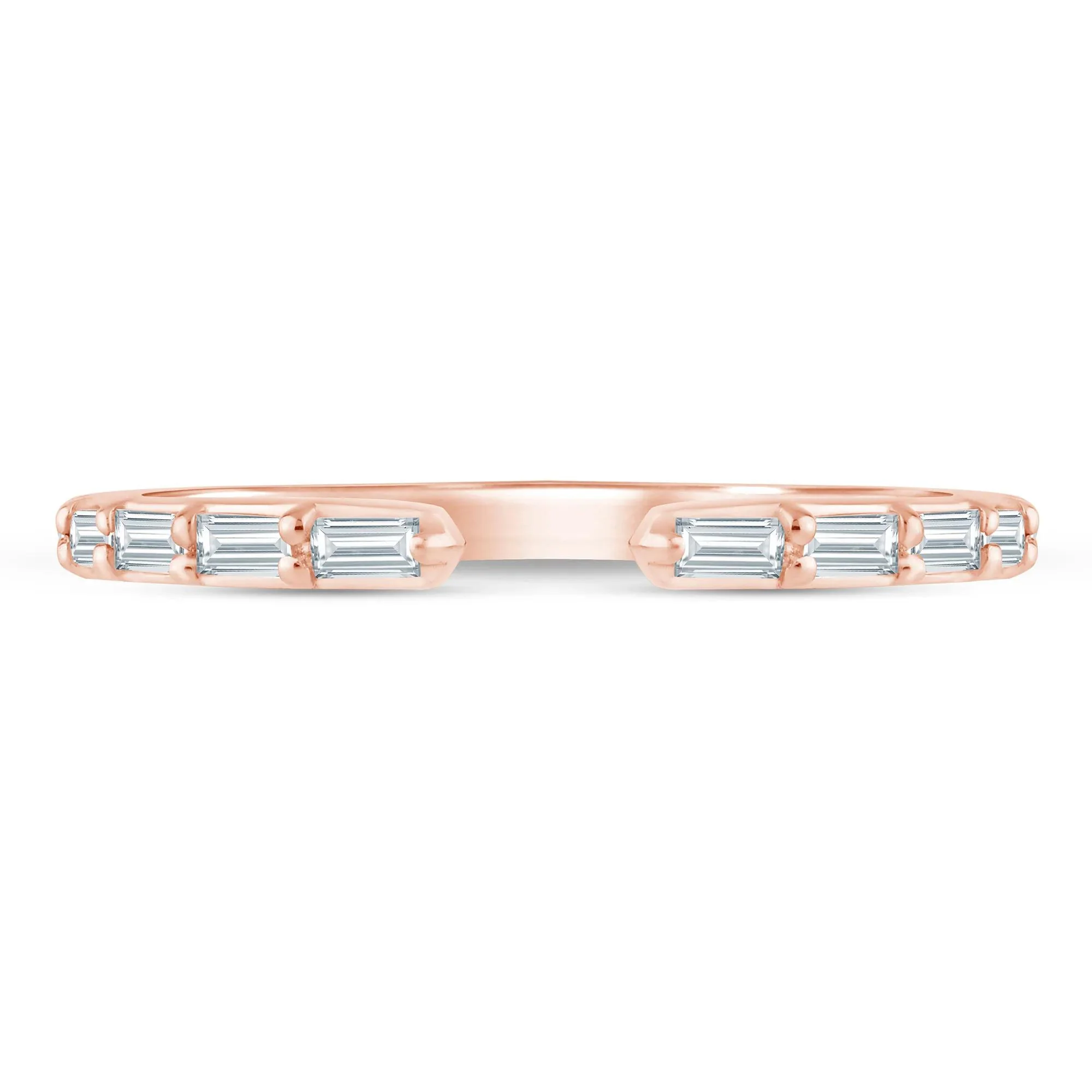 1/5 CT. Tw. Lab Grown Diamond Baguette Open Band Ring 14K Rose Gold Size 7 1.5mm