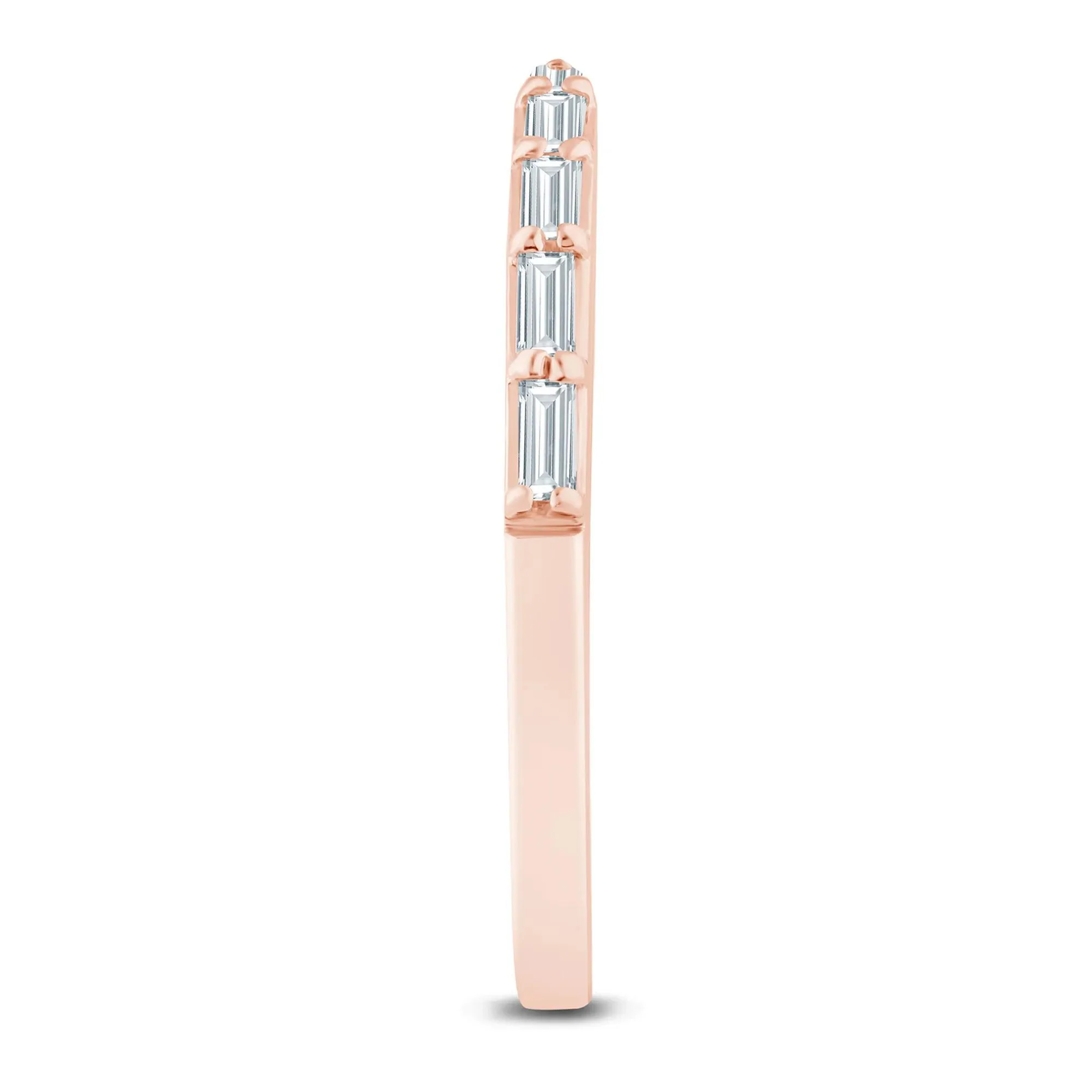 1/5 CT. Tw. Lab Grown Diamond Baguette Open Band Ring 14K Rose Gold Size 8 1.5mm - Image 3