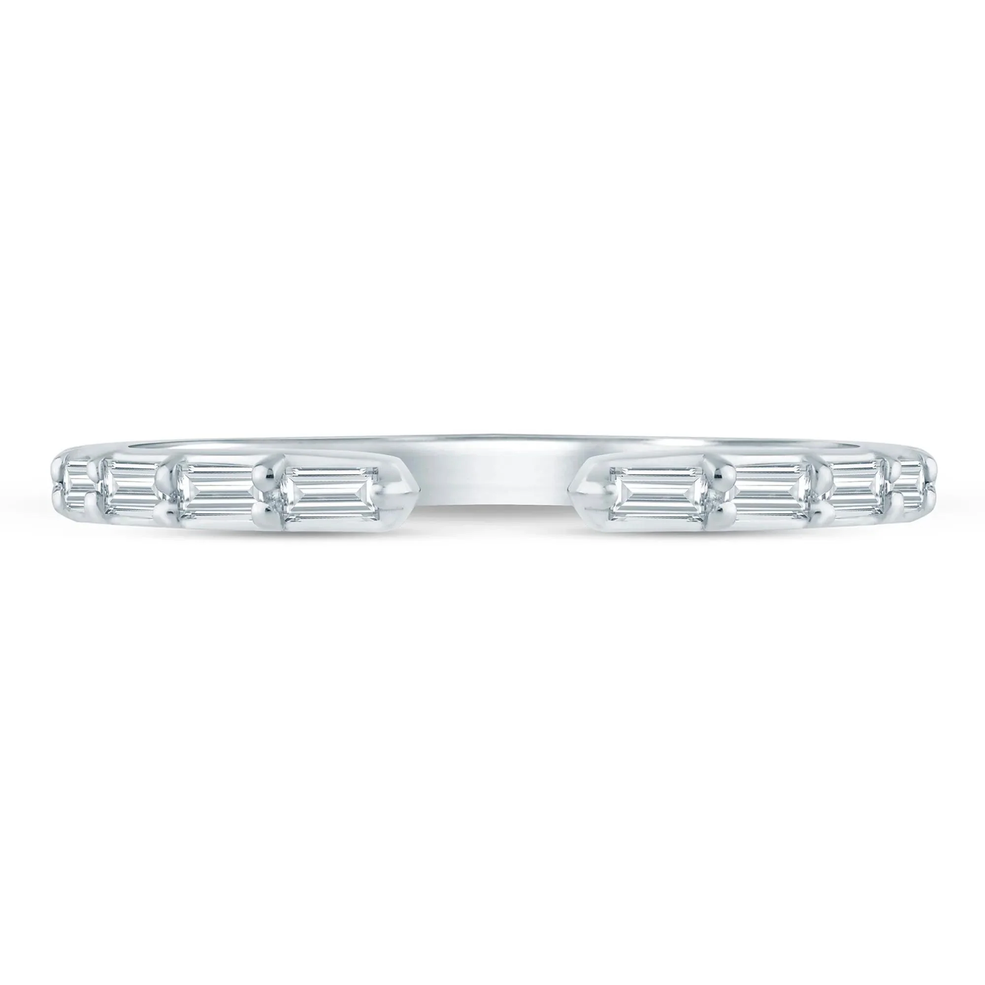 1/5 CT. Tw. Lab Grown Diamond Baguette Open Band Ring 14K White Gold Size 6.5 1.5mm