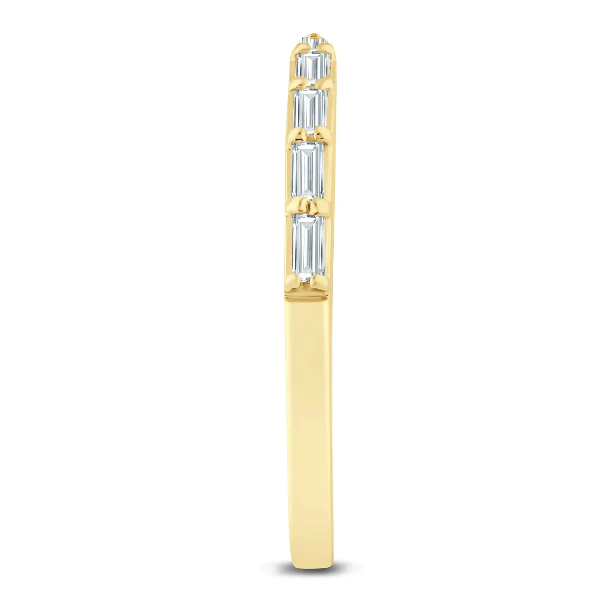 1/5 CT. Tw. Lab Grown Diamond Baguette Open Band Ring 14K Yellow Gold Size 5.5 1.5mm - Image 3