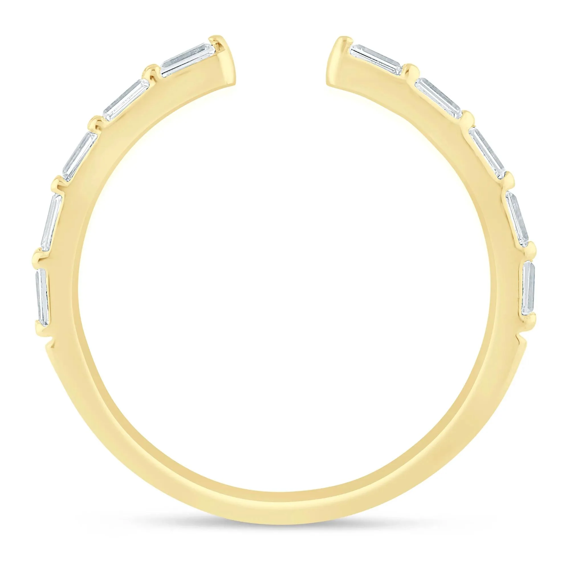 1/5 CT. Tw. Lab Grown Diamond Baguette Open Band Ring 14K Yellow Gold Size 6 1.5mm - Image 2