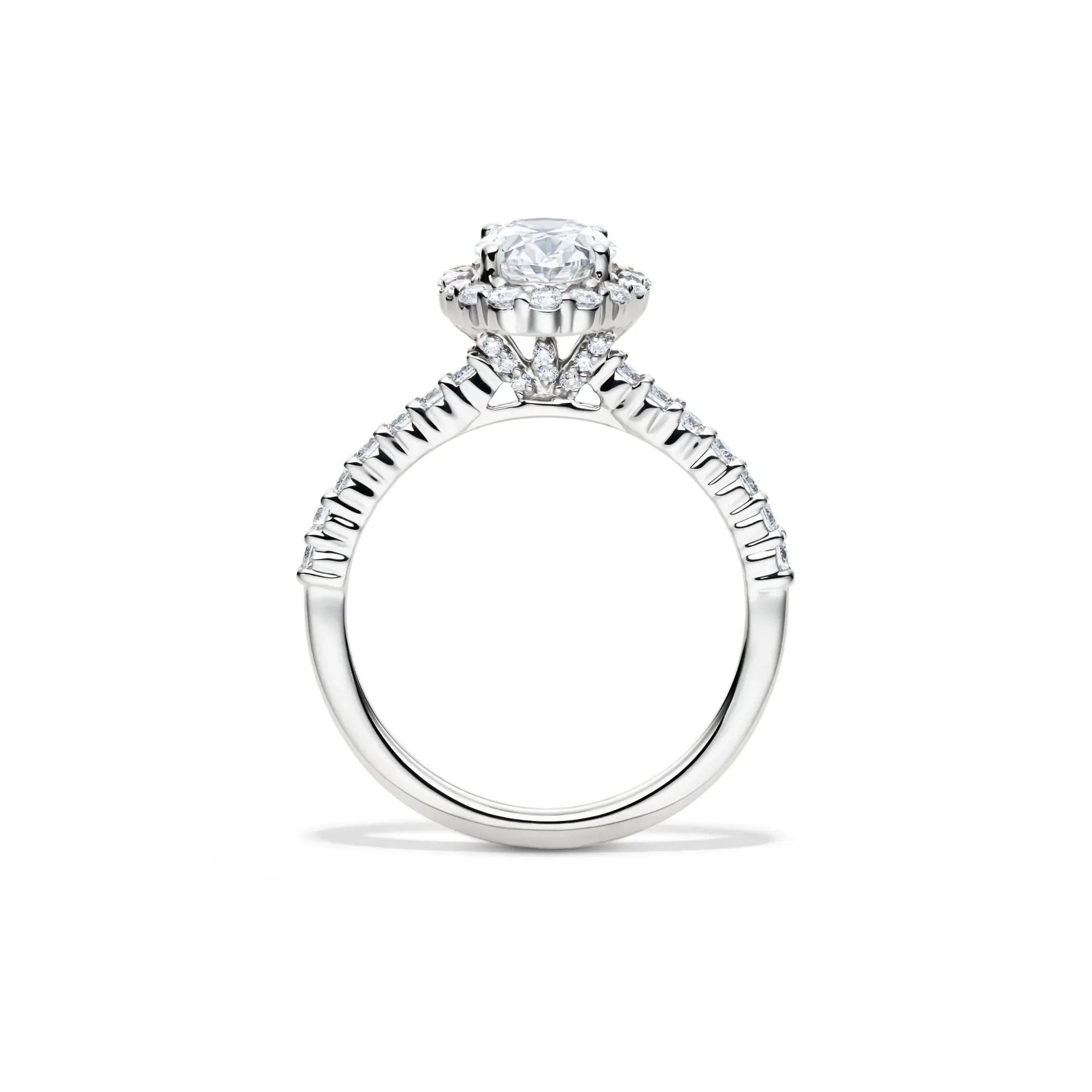 1 3/4 CT. Tw. Lab Grown Diamond Oval-Shaped Engagement Ring 14K White Gold Round Brilliant Cut Size 6.5 1mm - Image 3