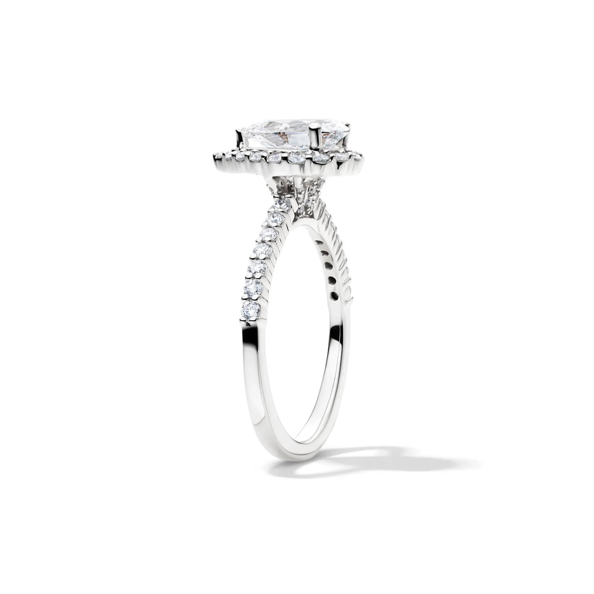 1 3/4 CT. Tw. Lab Grown Diamond Pear-Shaped Halo Engagement Ring 14K White Gold Round Brilliant Cut Size 6 1mm - Image 4