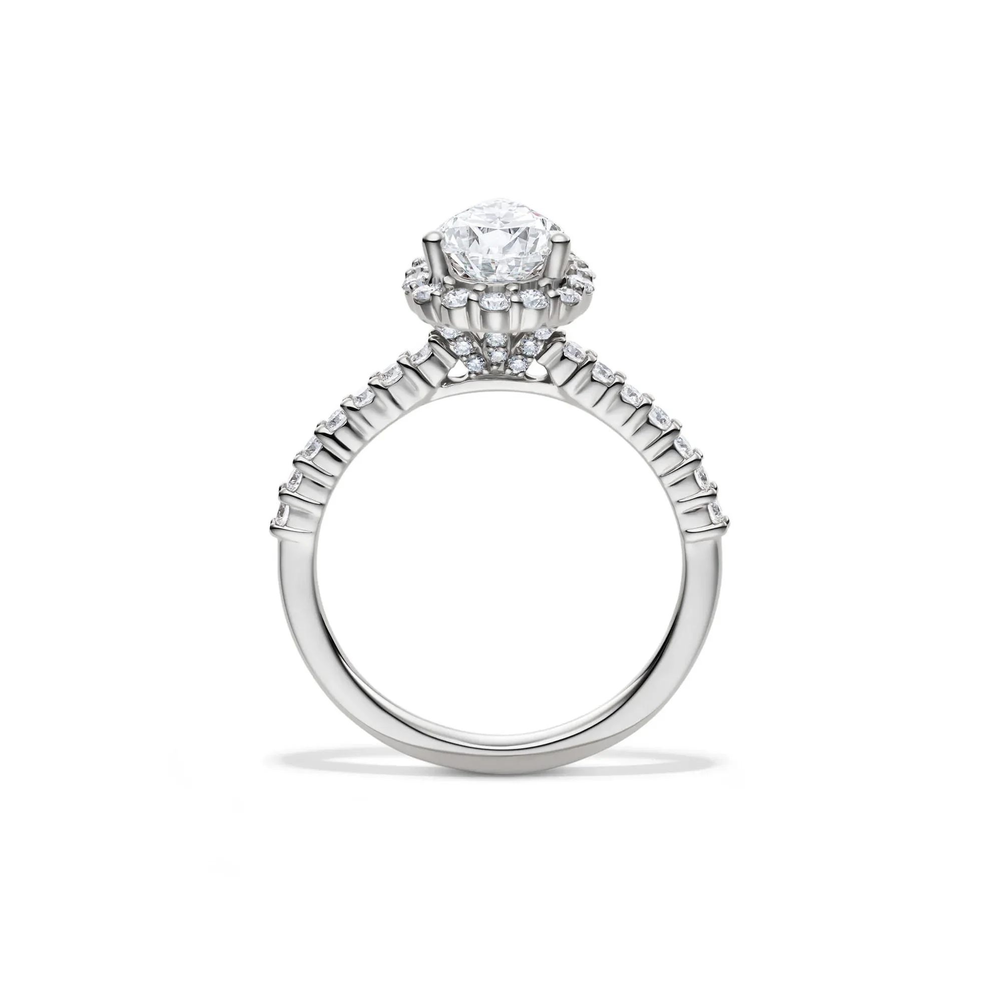 1 3/4 CT. Tw. Lab Grown Diamond Pear-Shaped Halo Engagement Ring 14K White Gold Round Brilliant Cut Size 7.5 1mm - Image 2