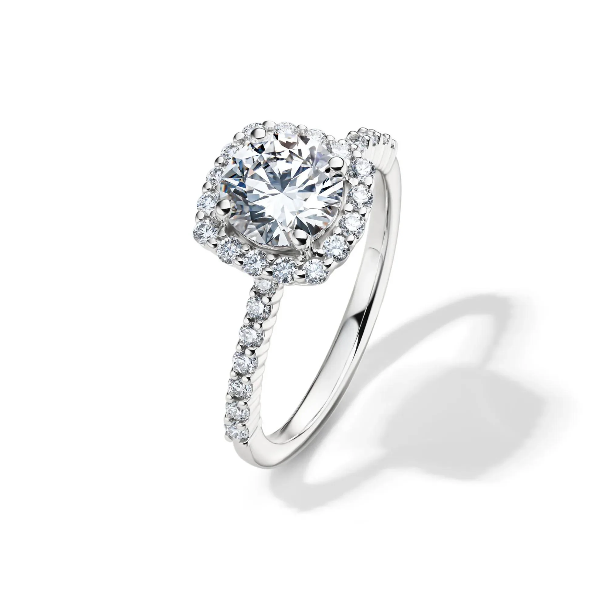 1 3/4 CT. Tw. Lab Grown Diamond Cushion Halo Engagement Ring 14K White Gold Round Brilliant Cut Size 6.5 1mm - Image 4